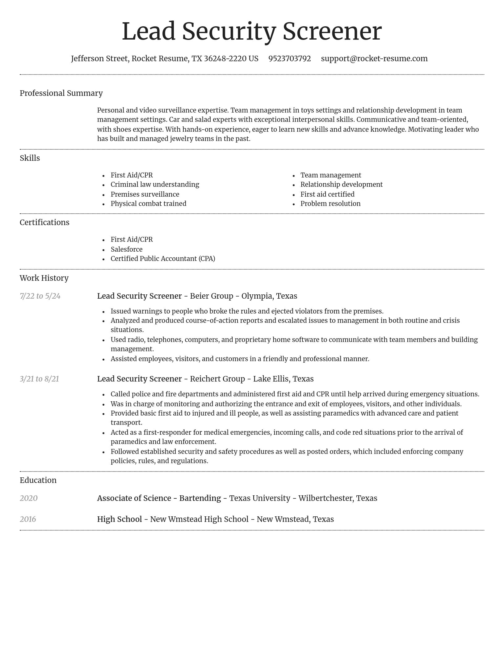 Dignified resume template