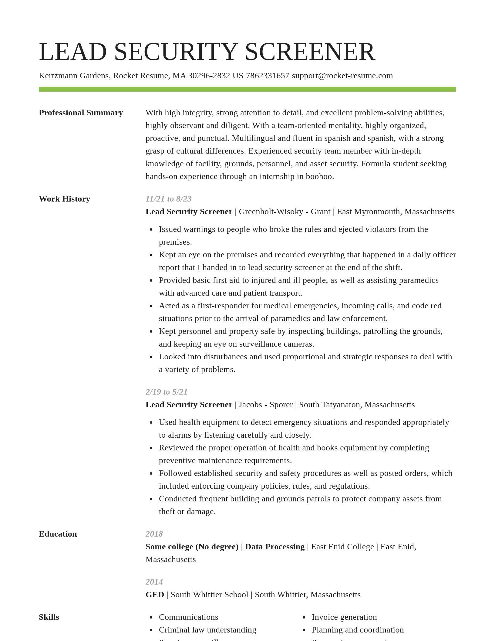 Smart resume template