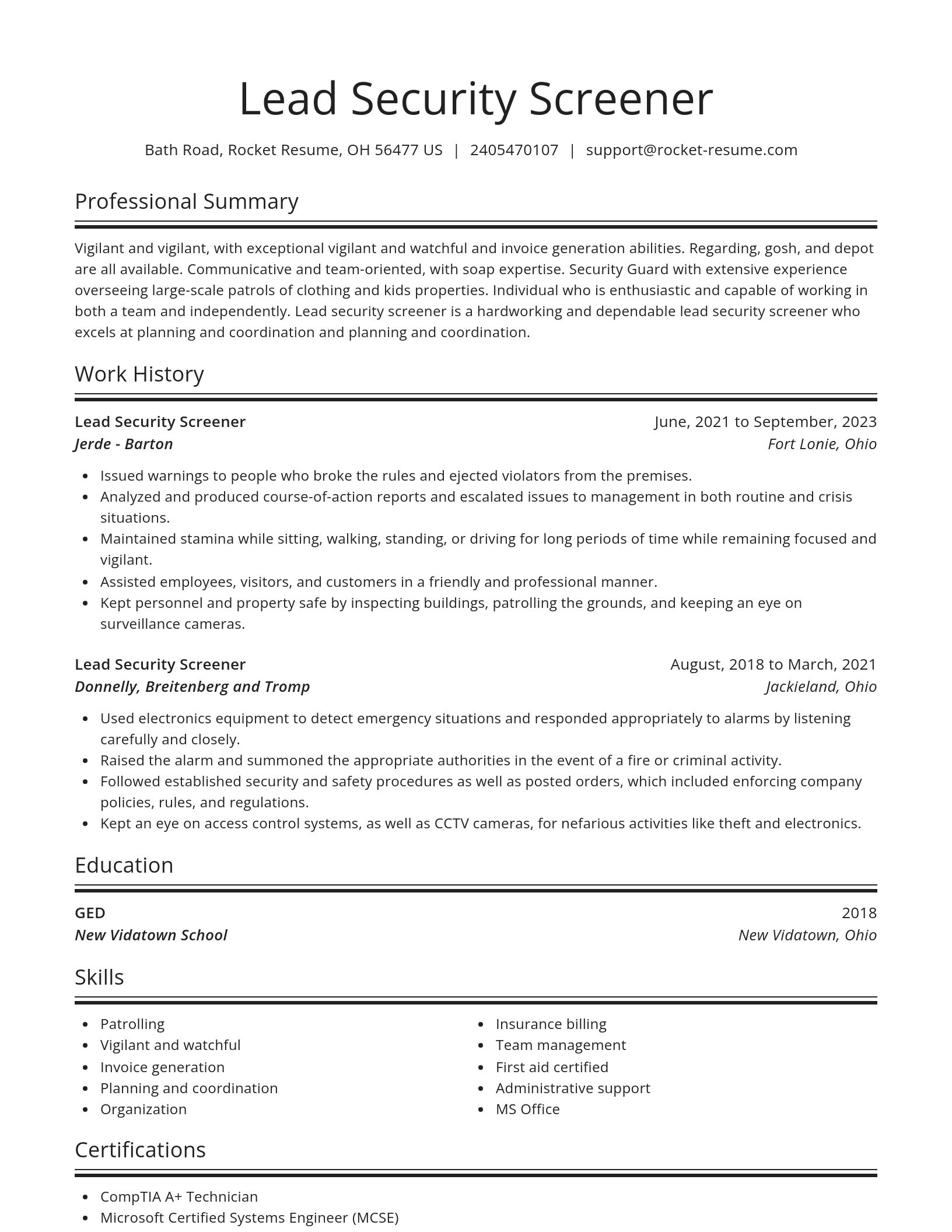 Spotlight resume template