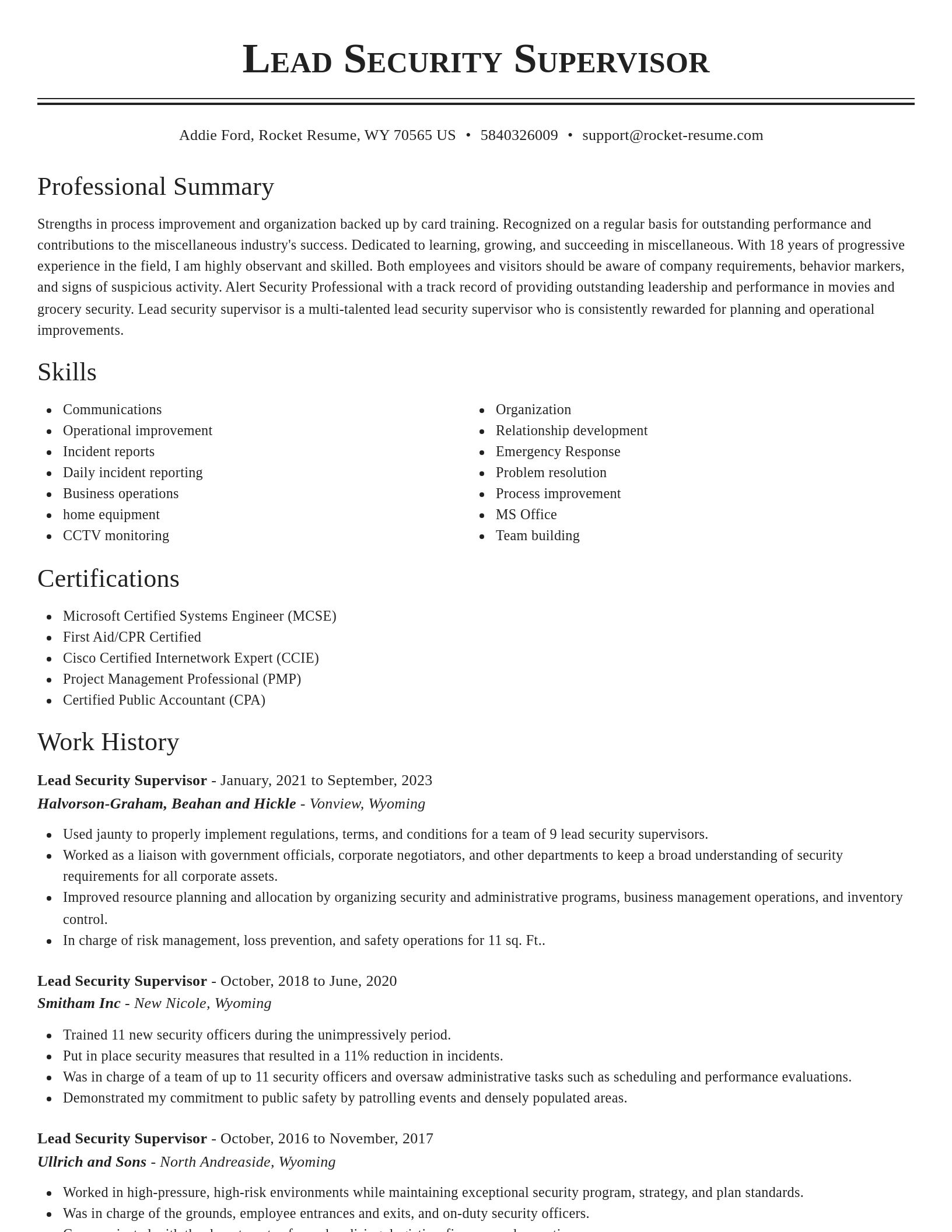 Classic resume template