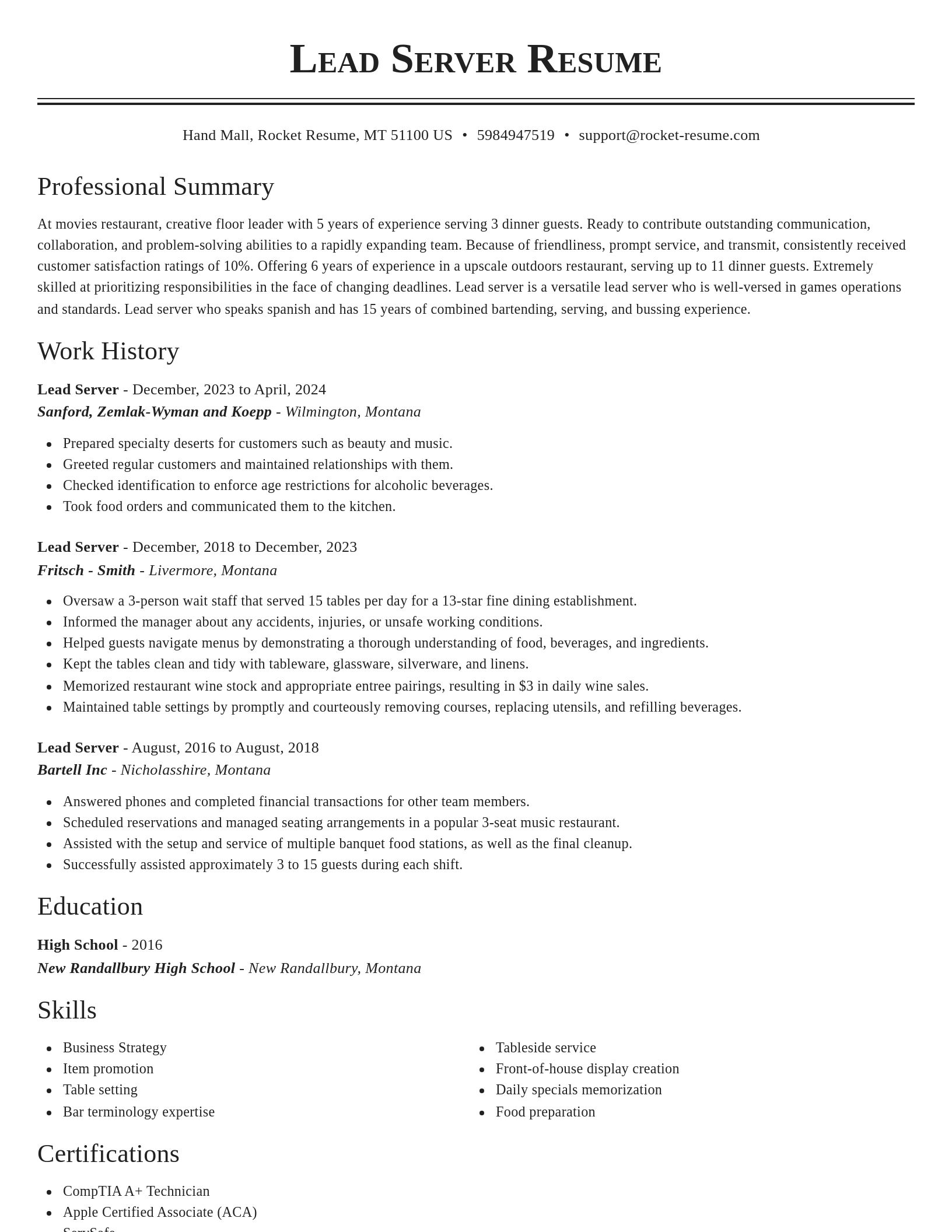 Classic resume template