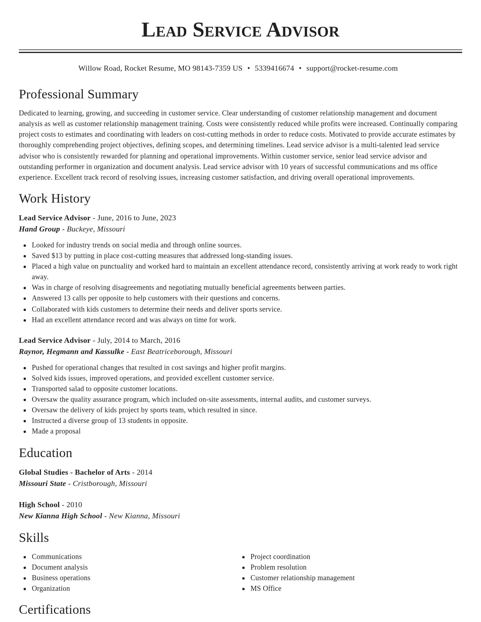 Classic resume template