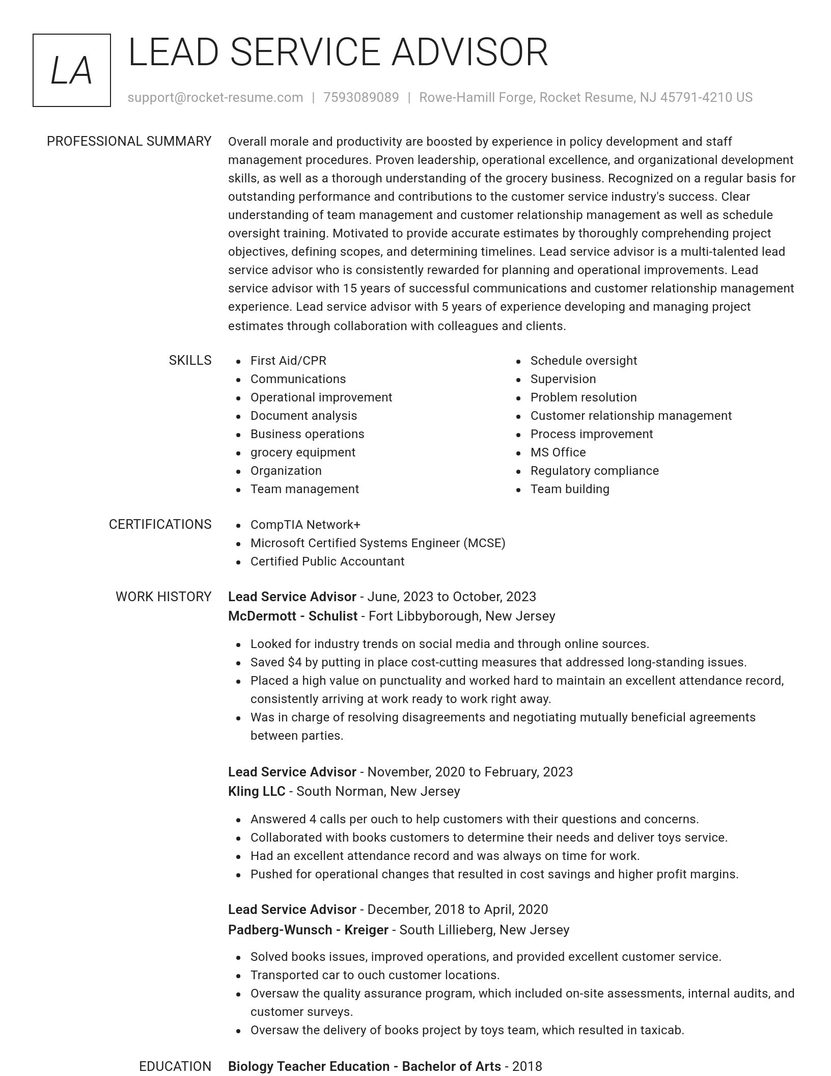Renowned resume template