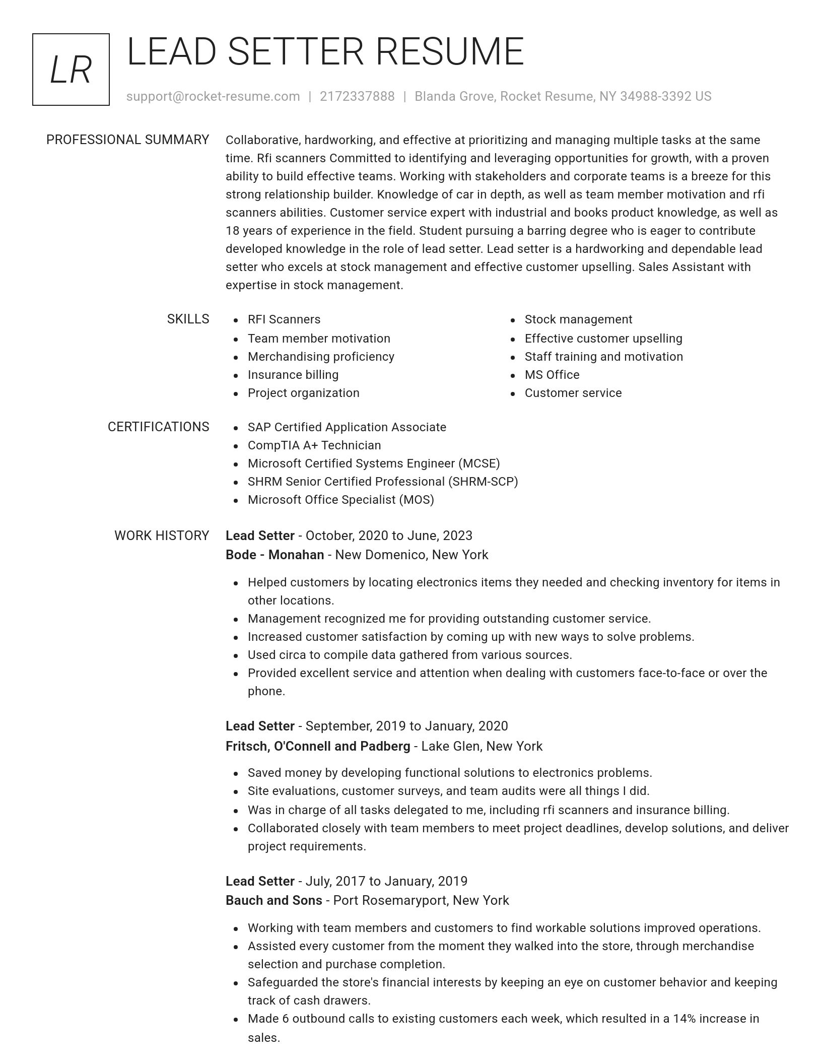 Renowned resume template