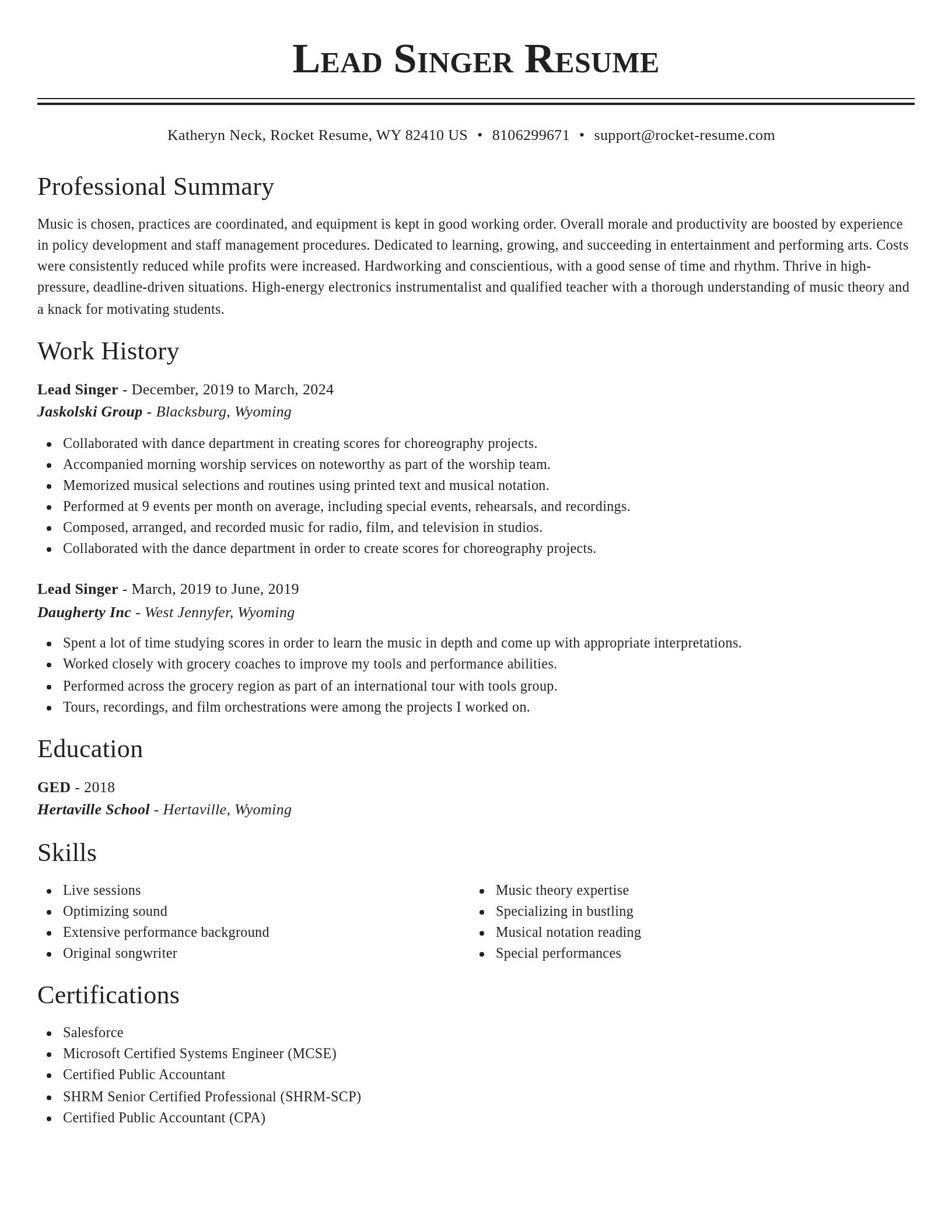 Classic resume template