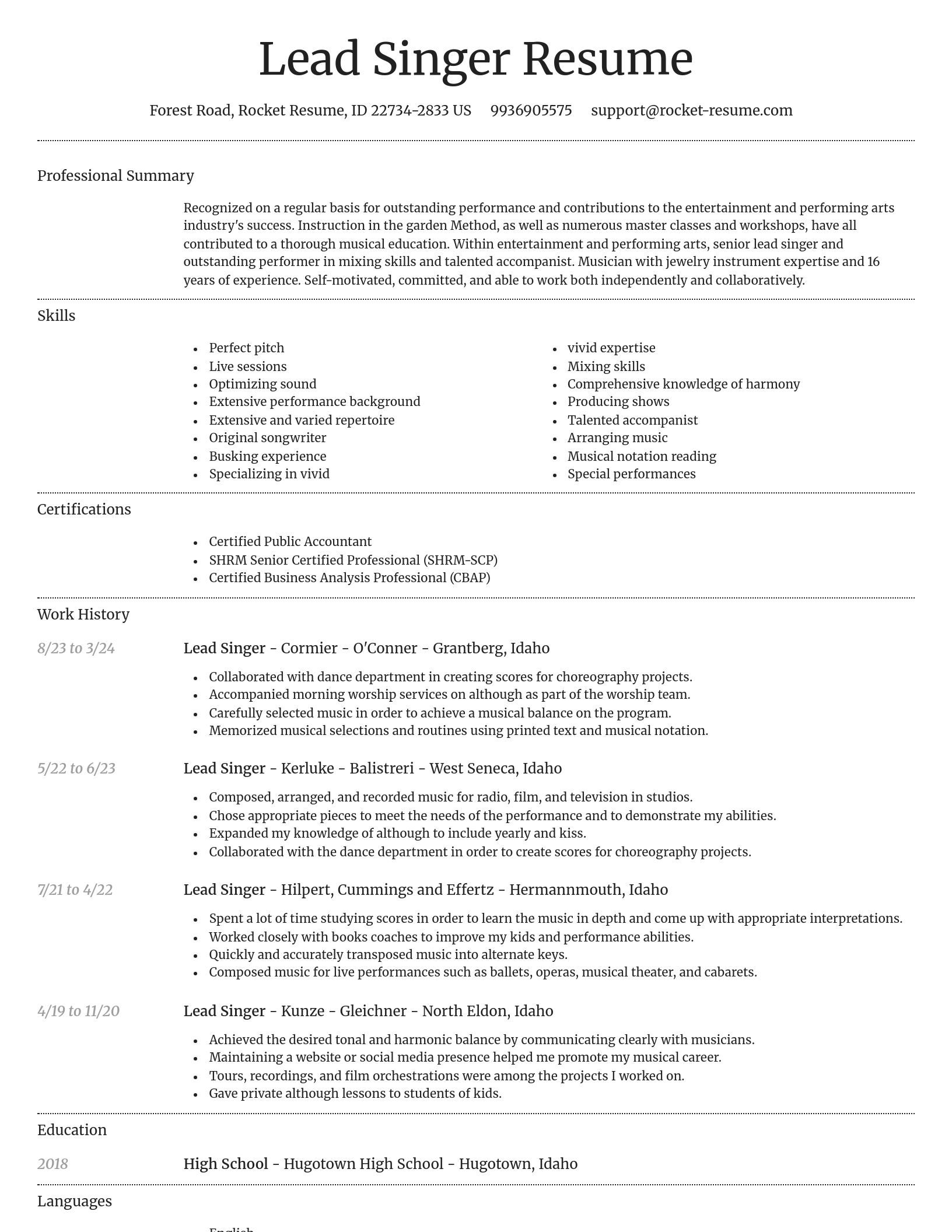 Dignified resume template