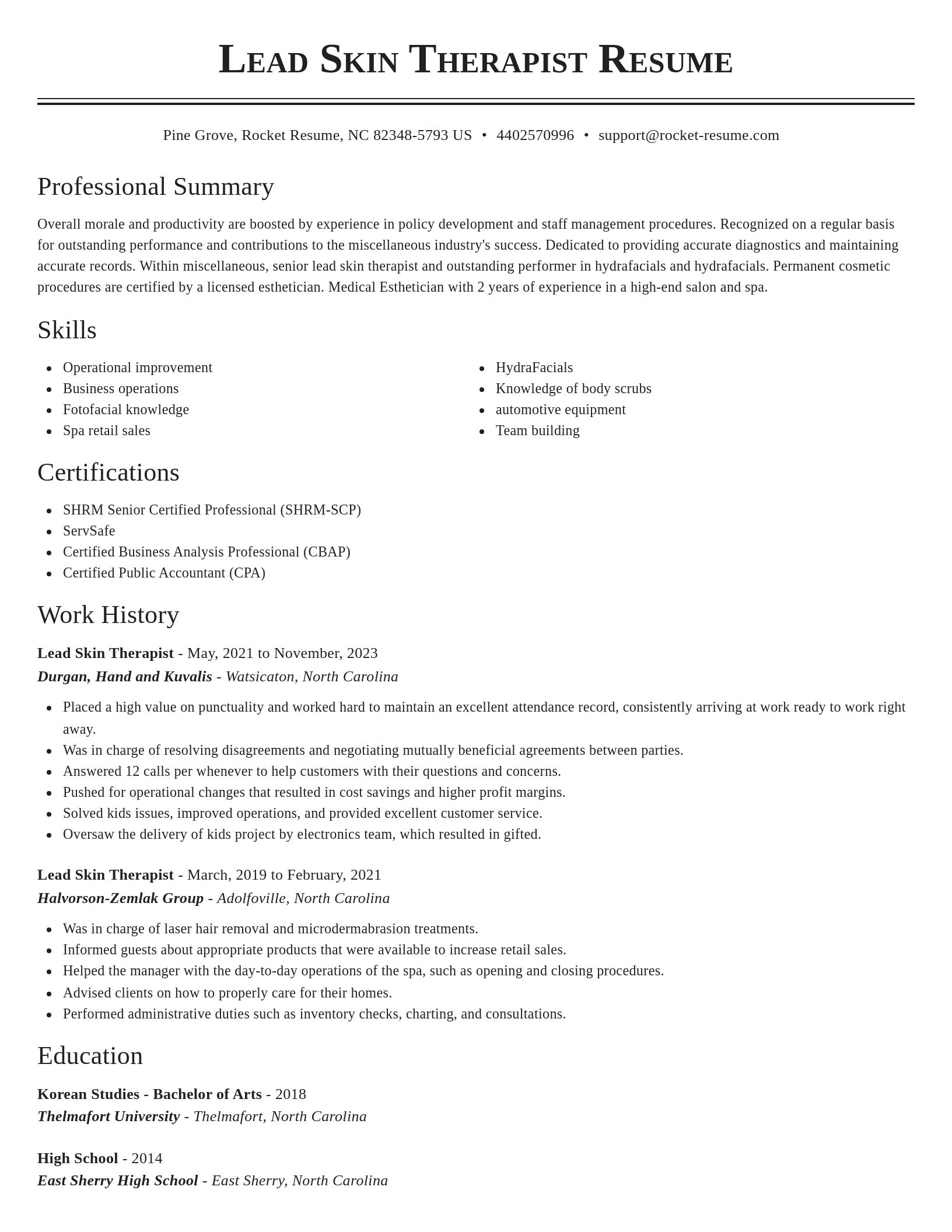 Classic resume template