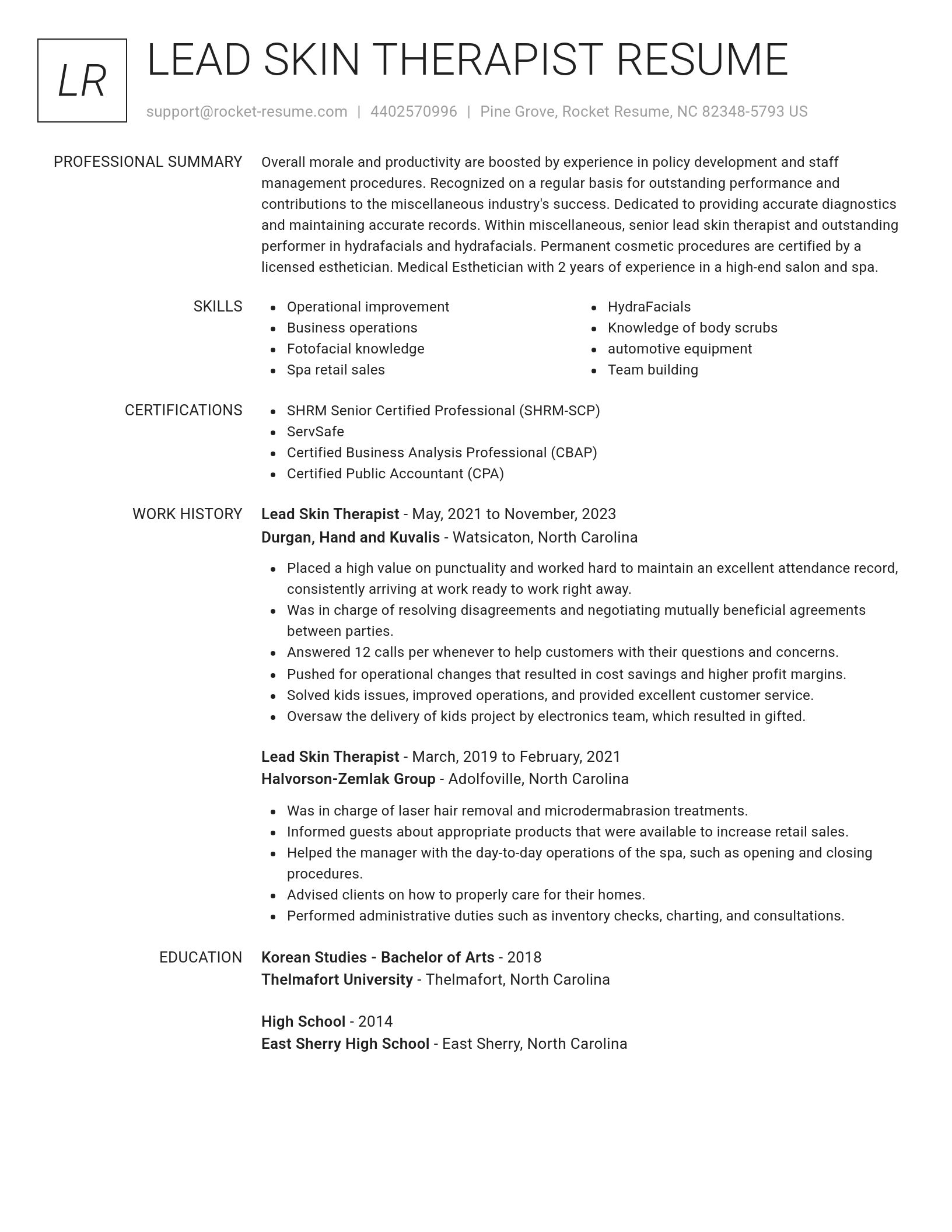 Renowned resume template