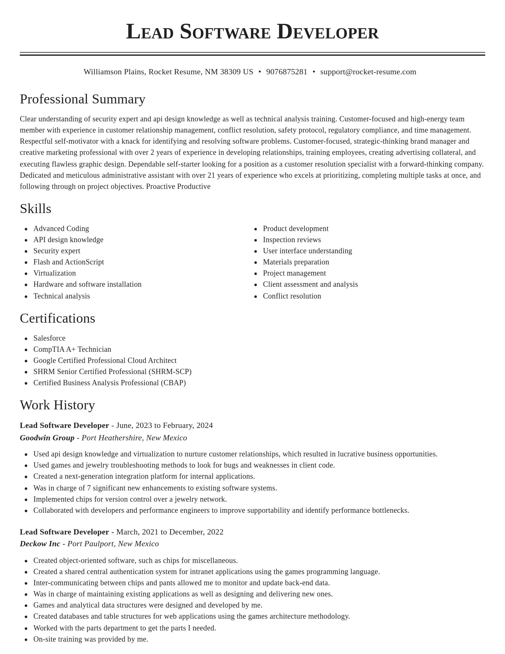 Classic resume template
