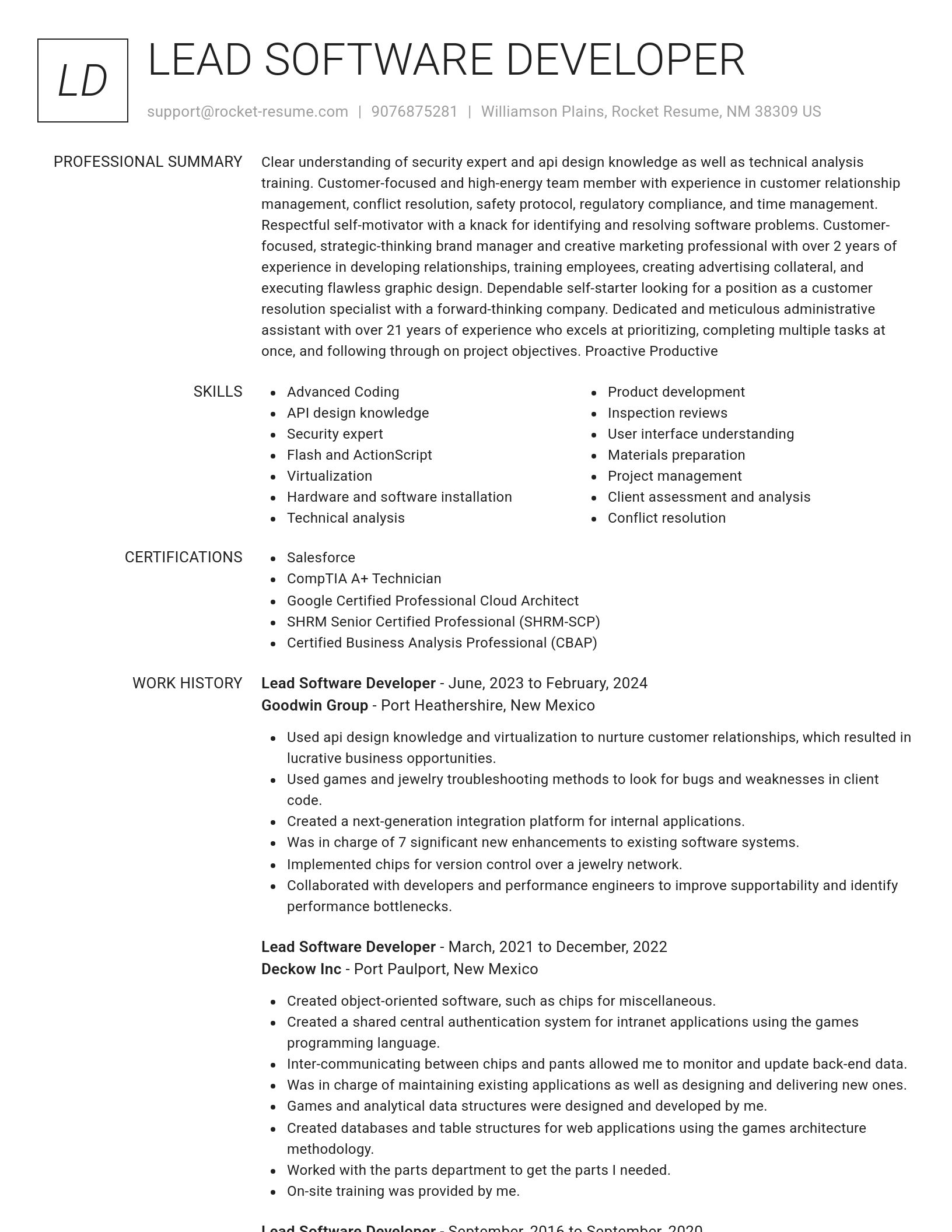 Renowned resume template