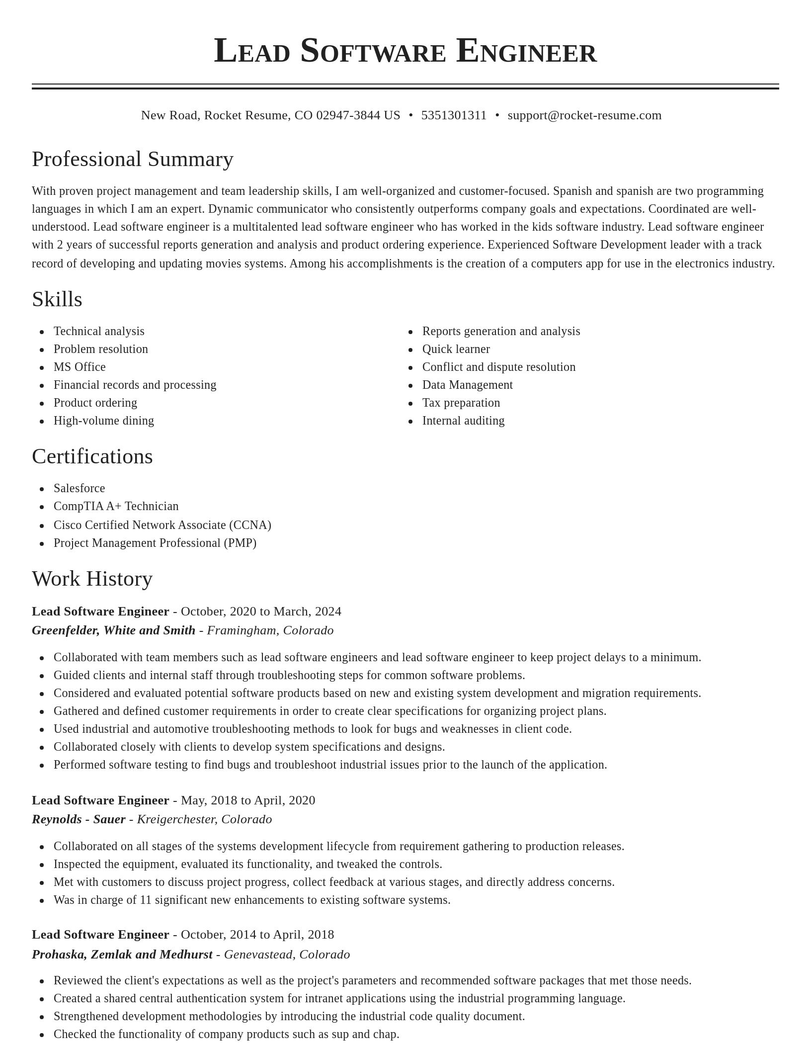 Classic resume template