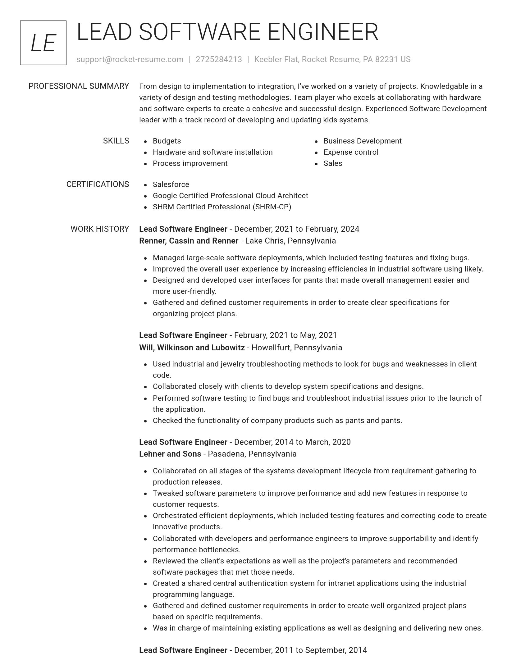 Renowned resume template