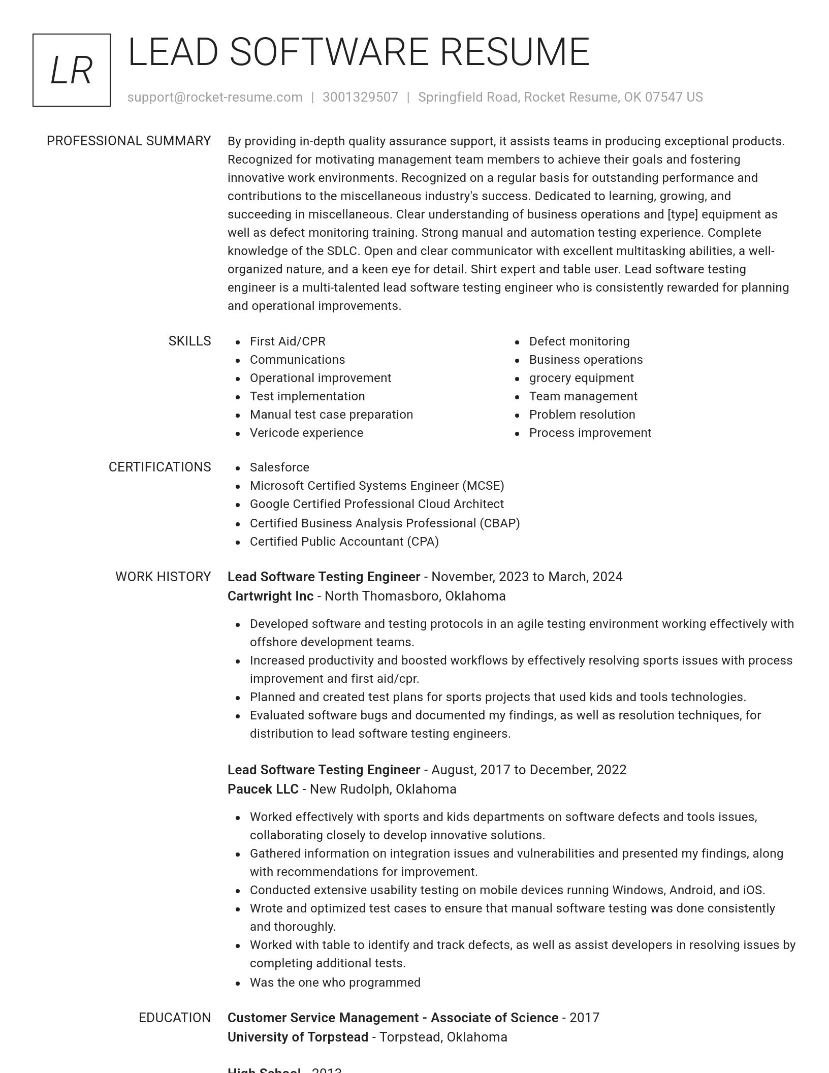 Renowned resume template