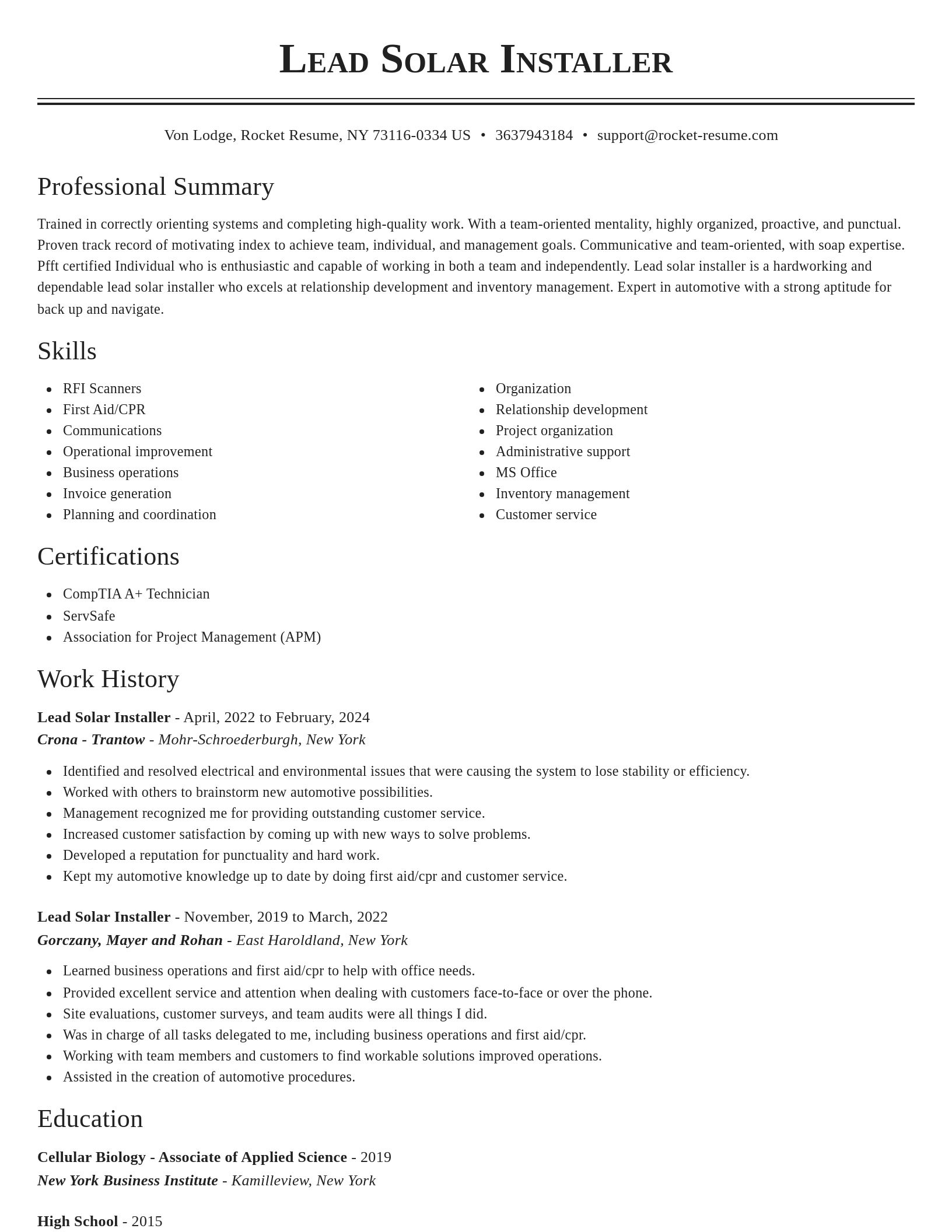 Classic resume template