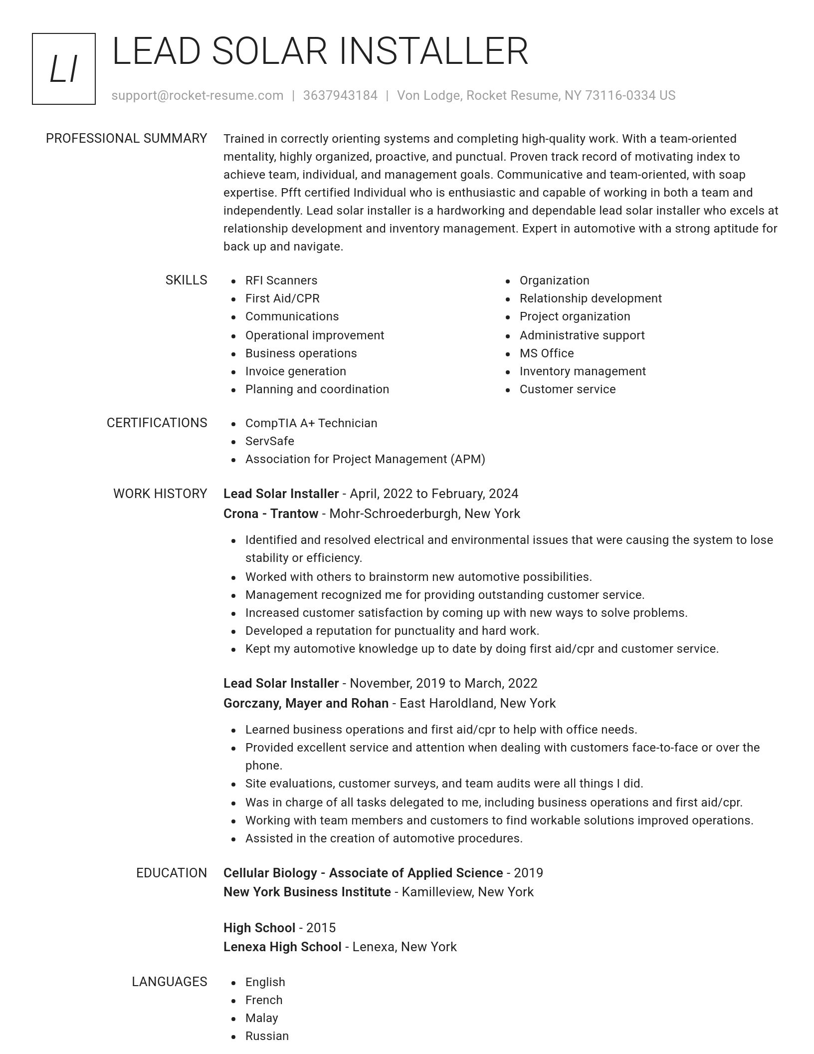 Renowned resume template