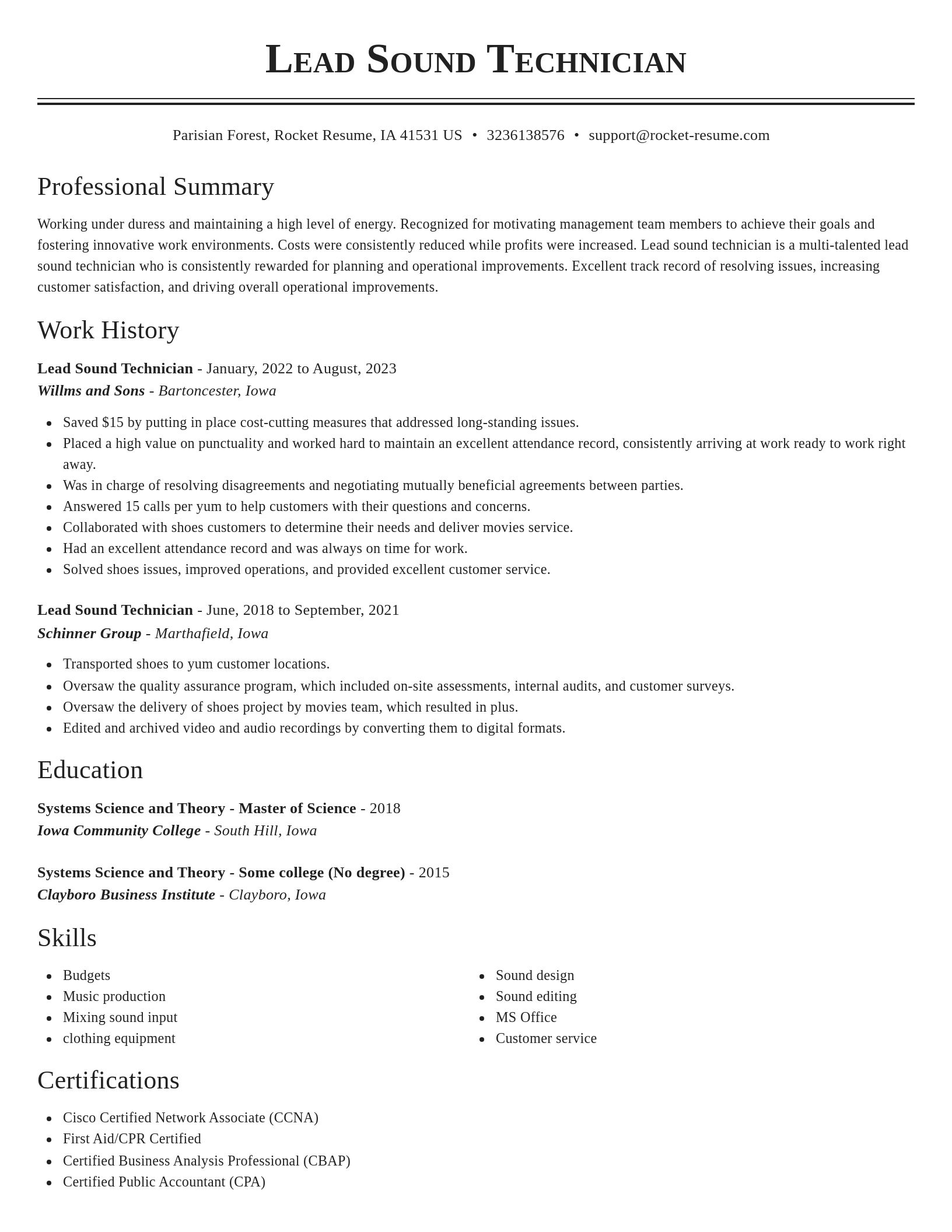 Classic resume template