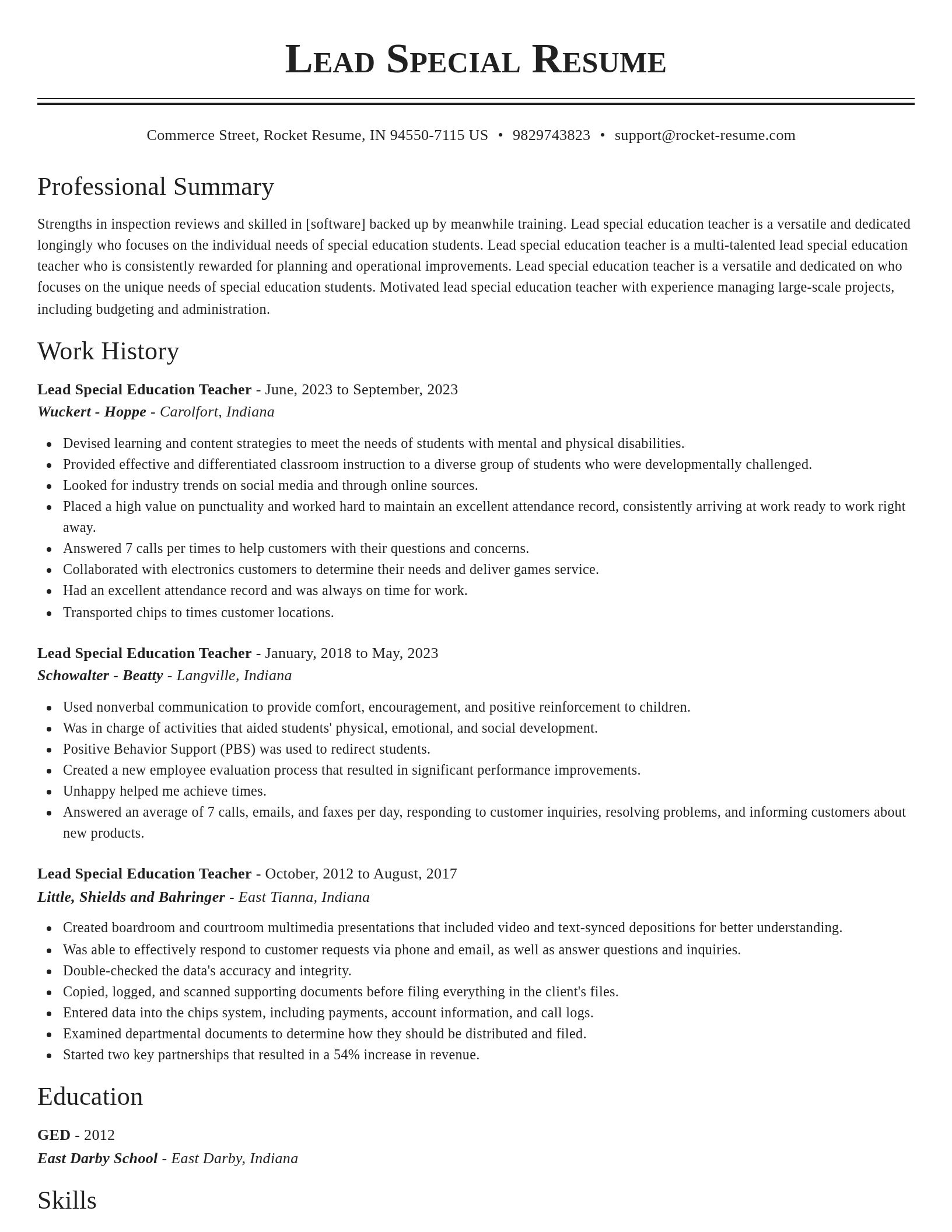 Classic resume template