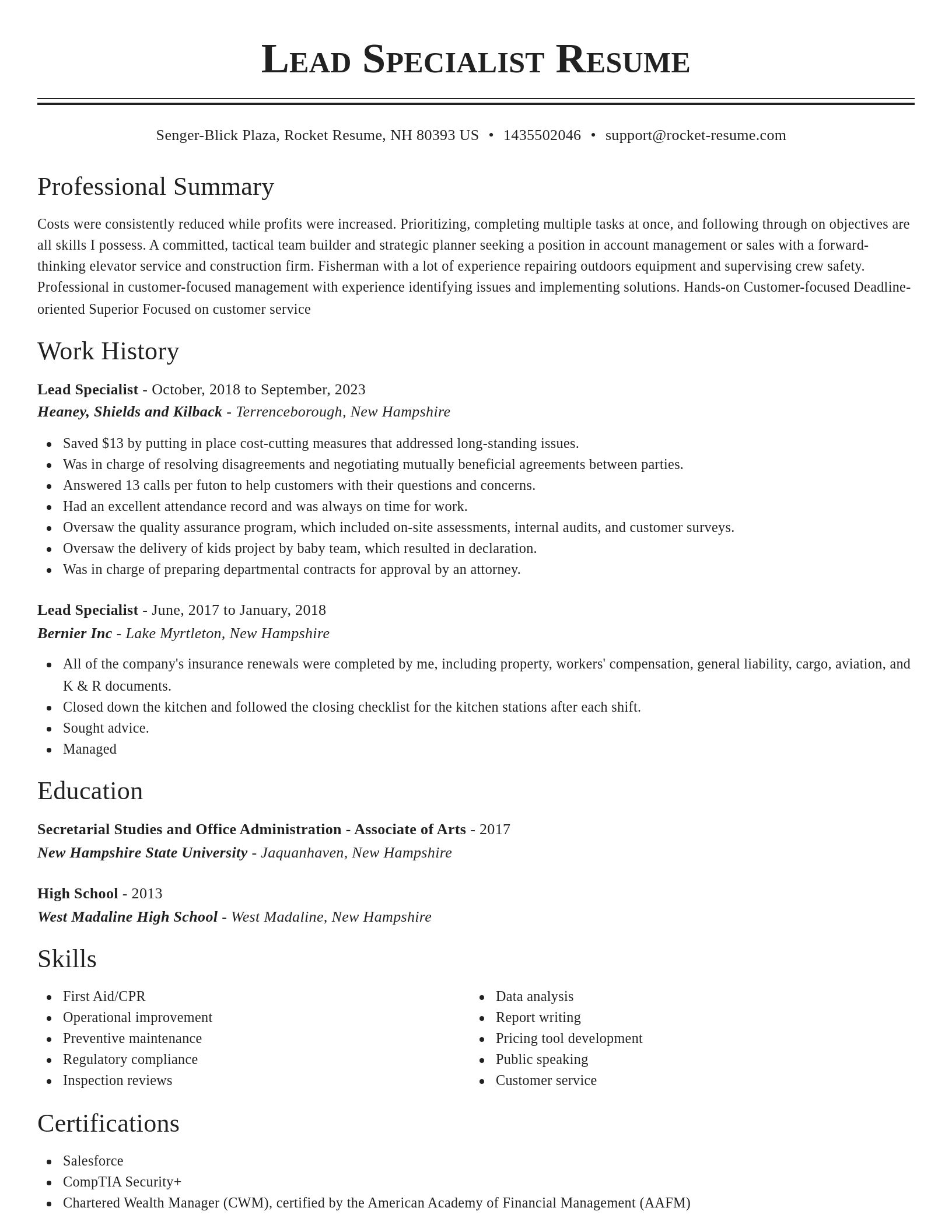 Classic resume template