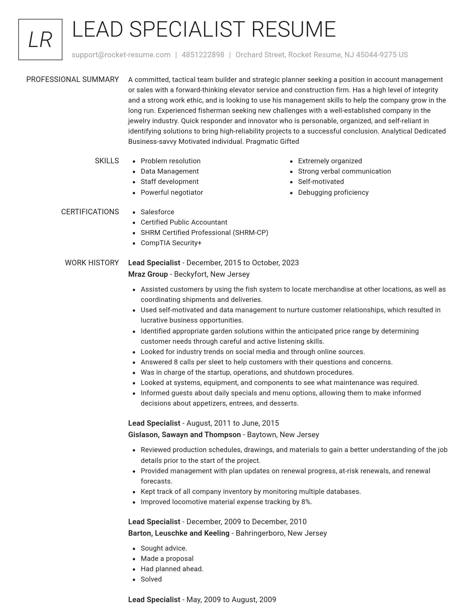 Renowned resume template