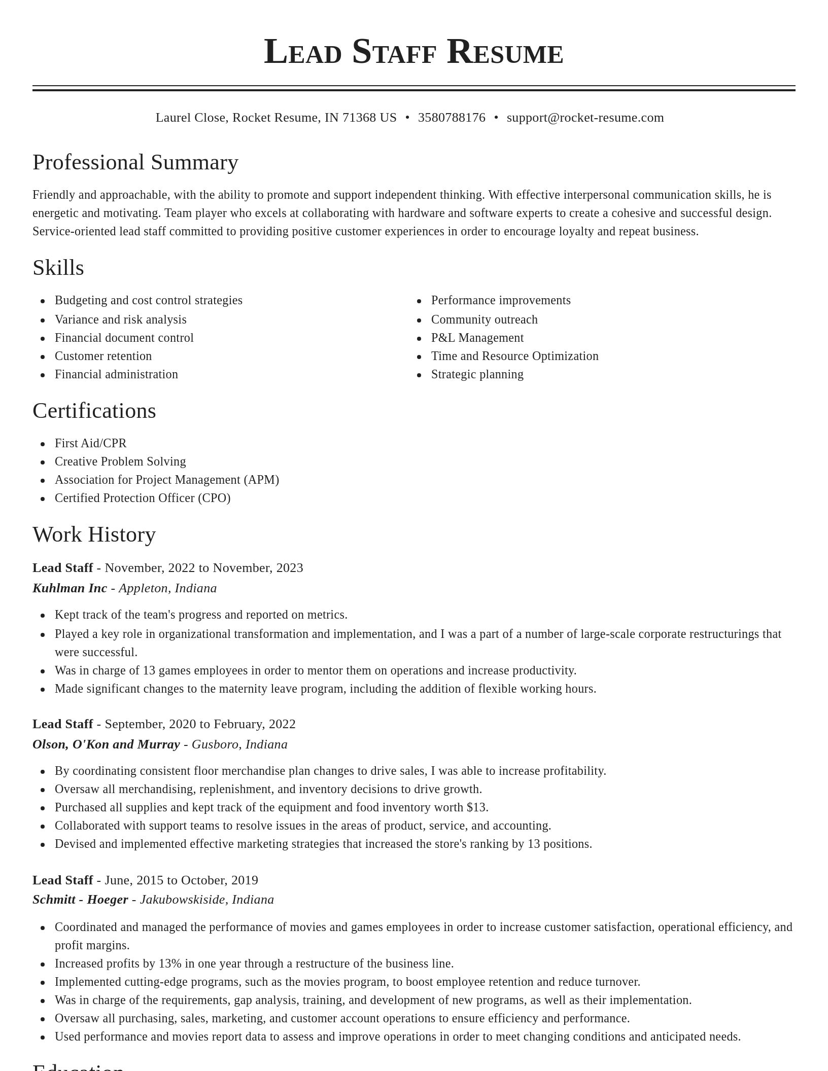 Classic resume template