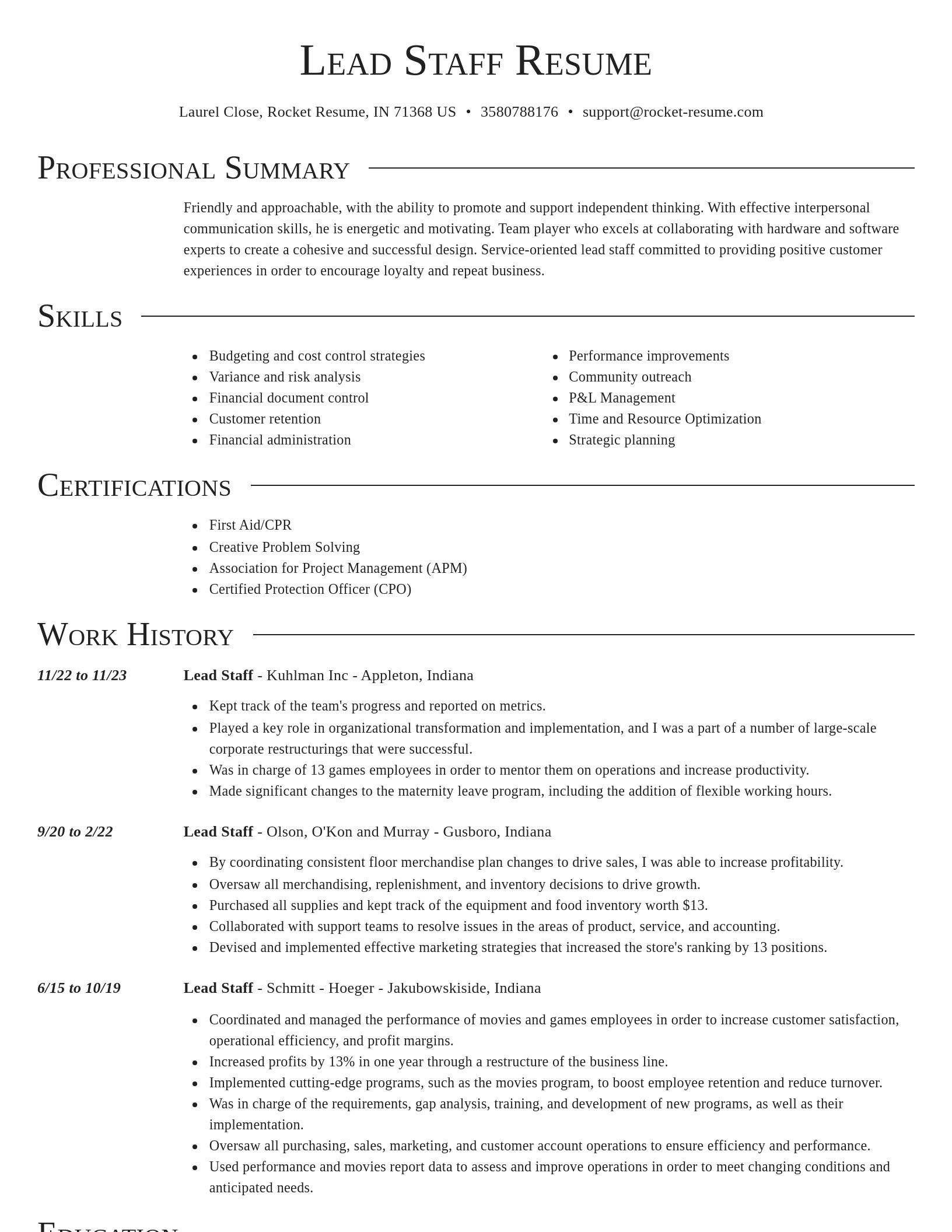 Director resume template