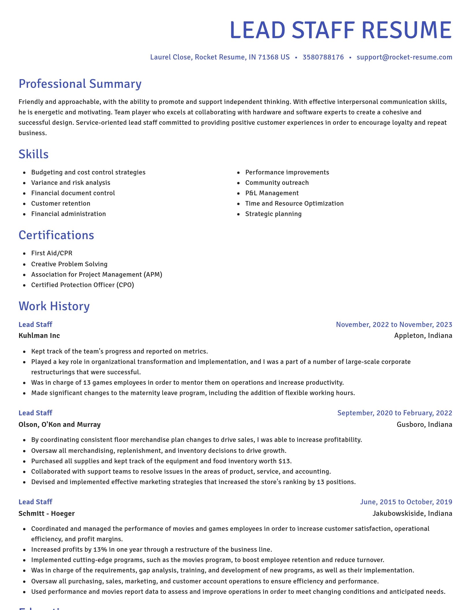 Novel resume template