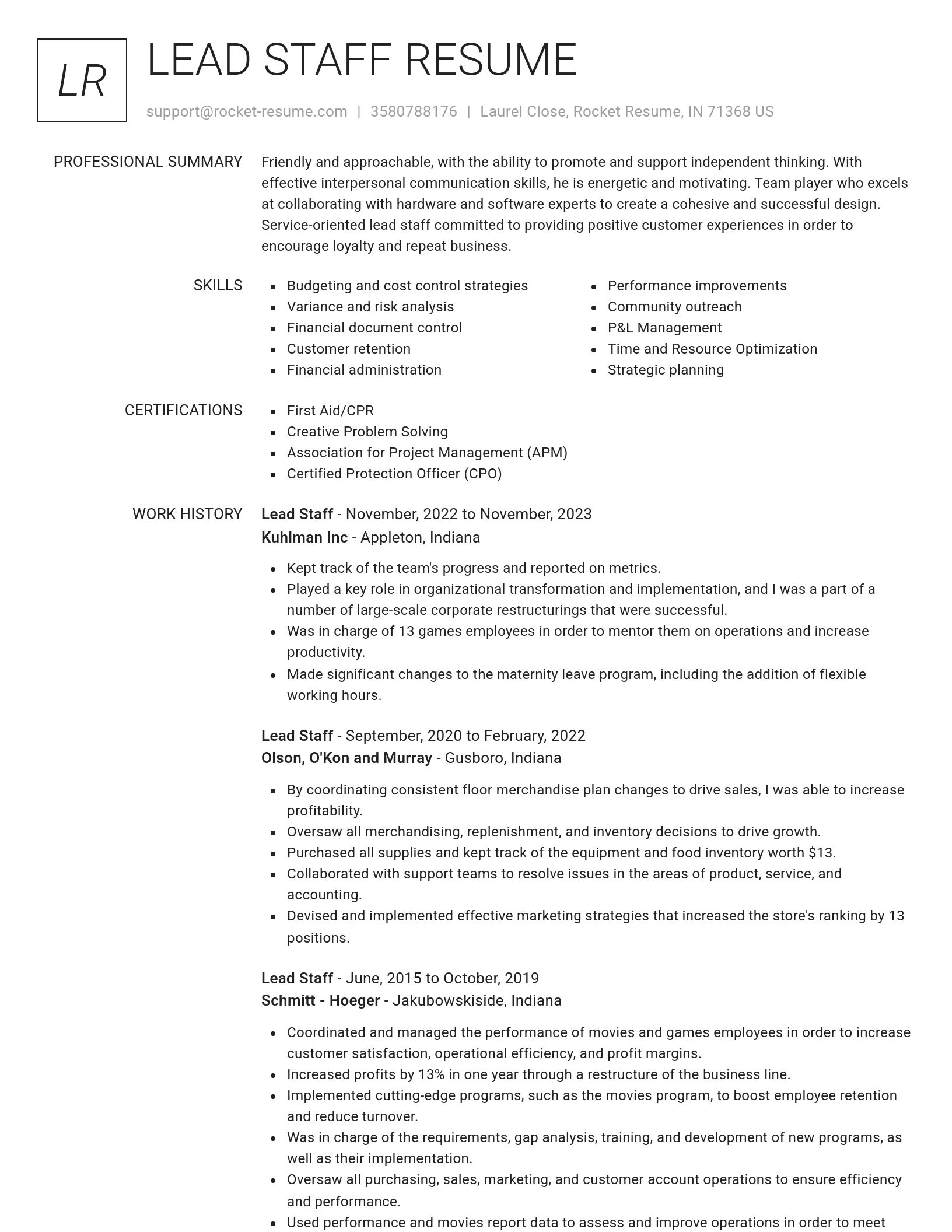 Renowned resume template