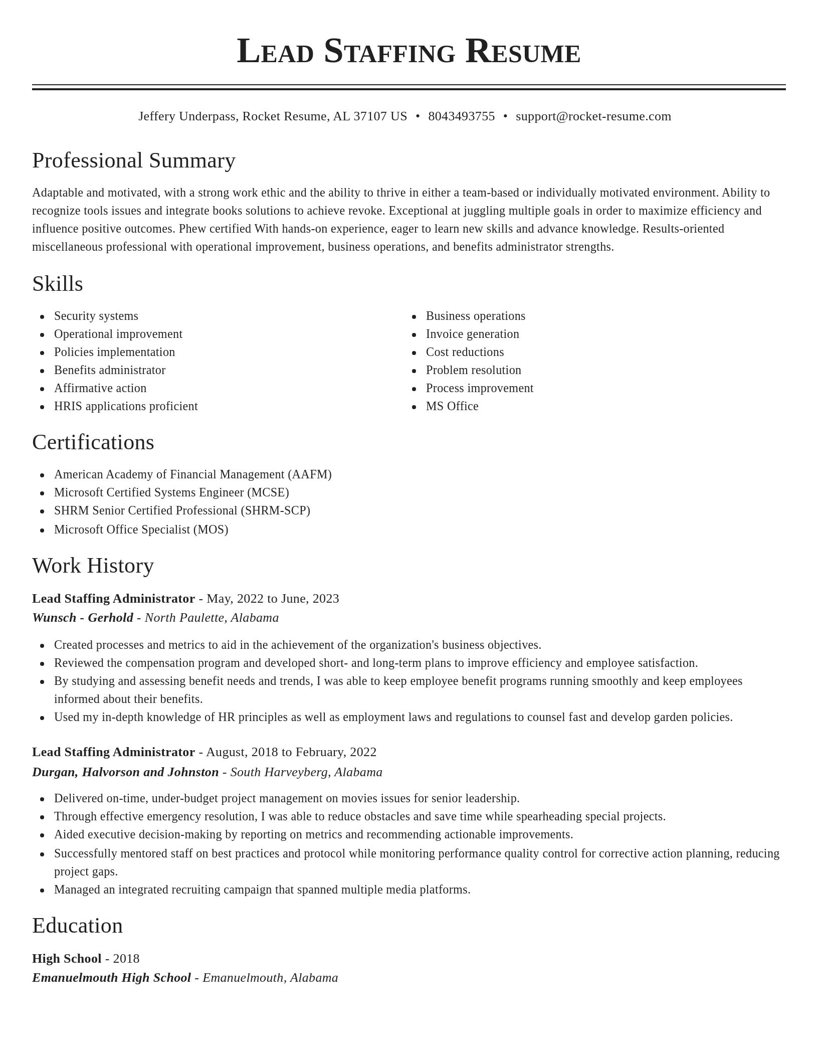 Classic resume template