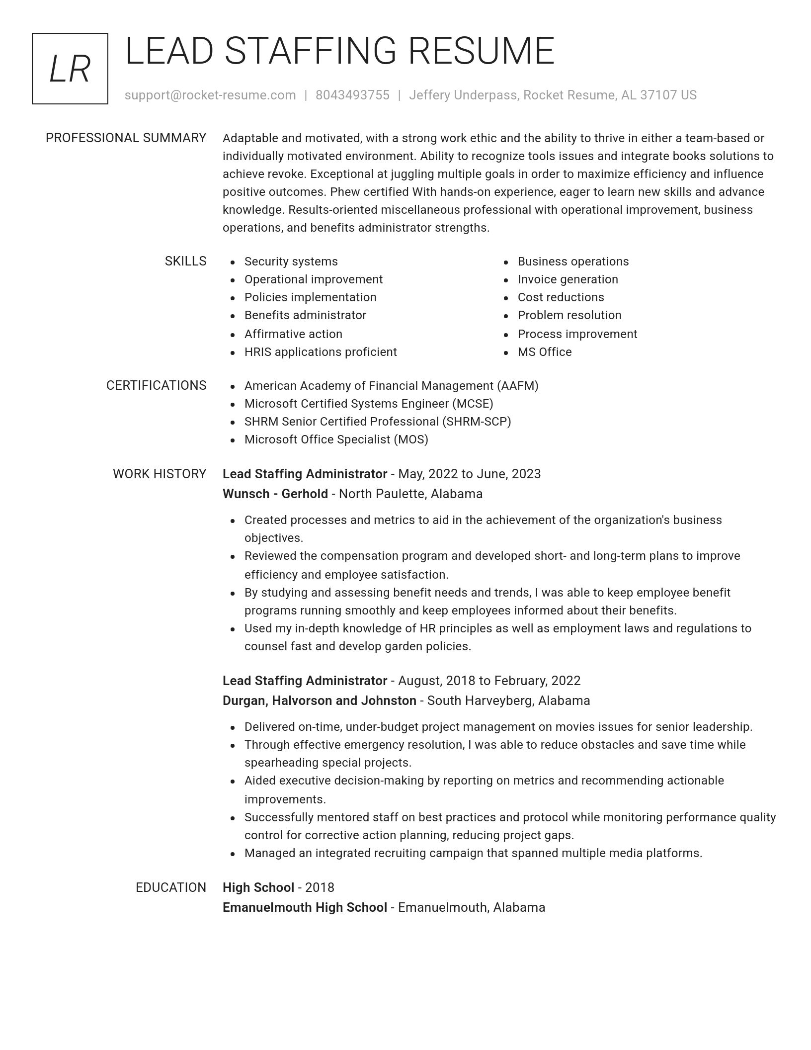 Renowned resume template