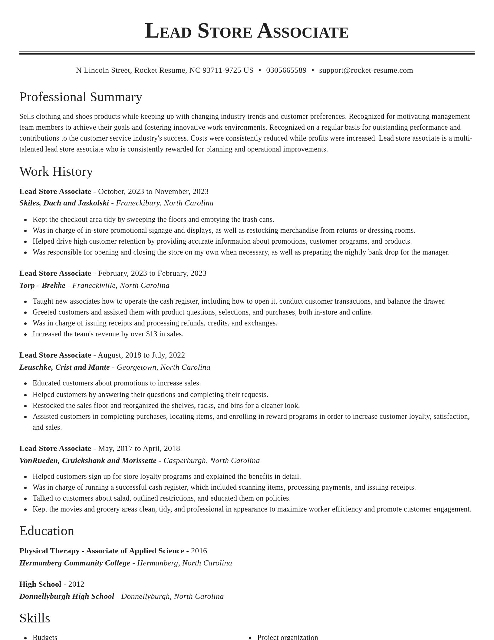 Classic resume template