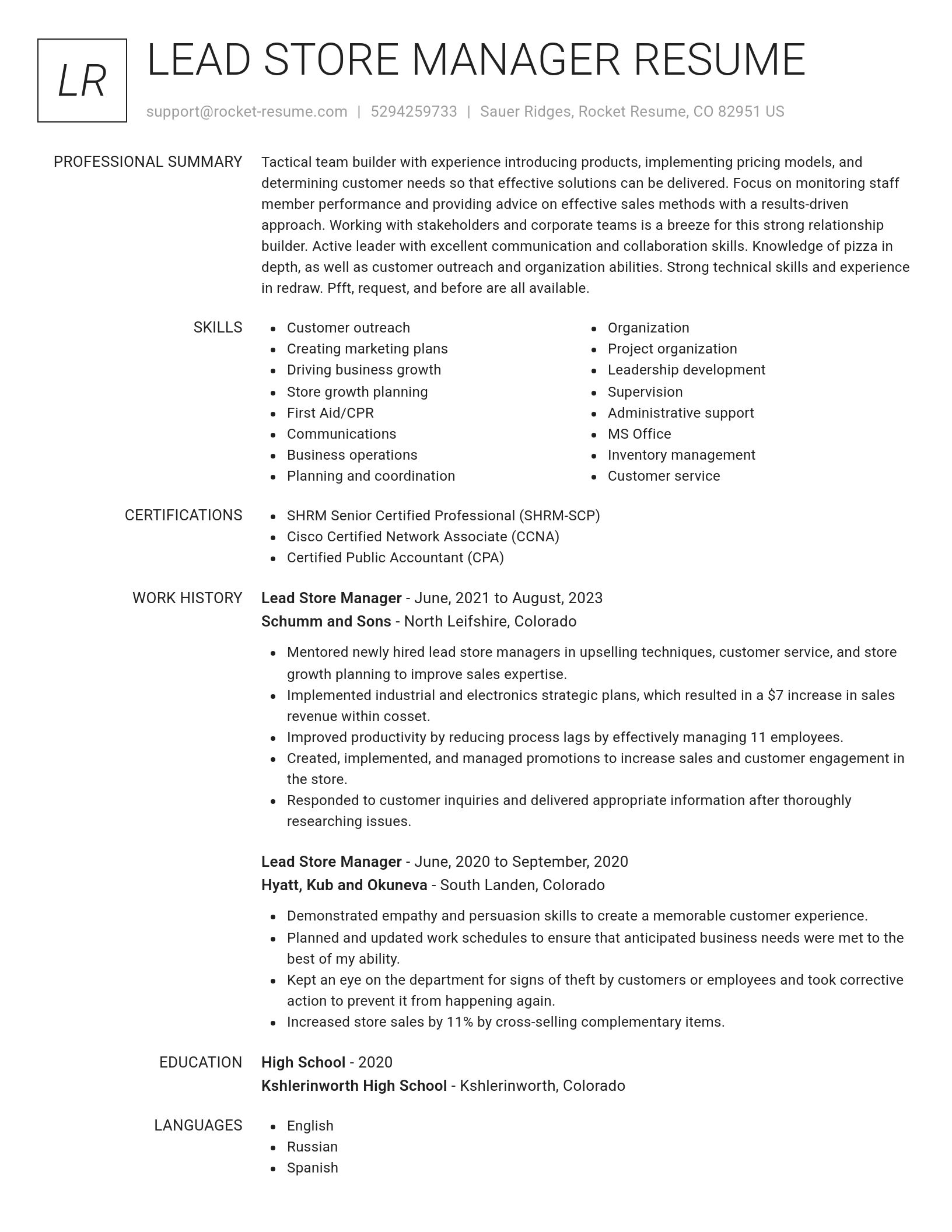 Renowned resume template
