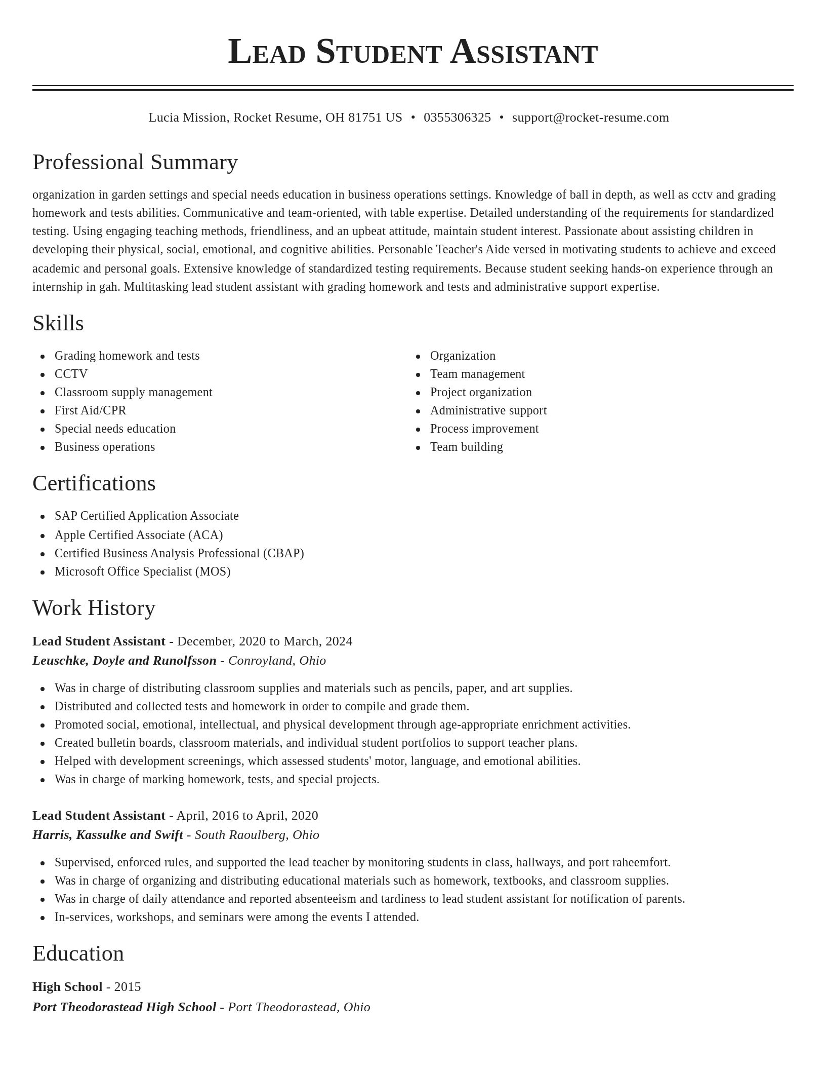 Classic resume template