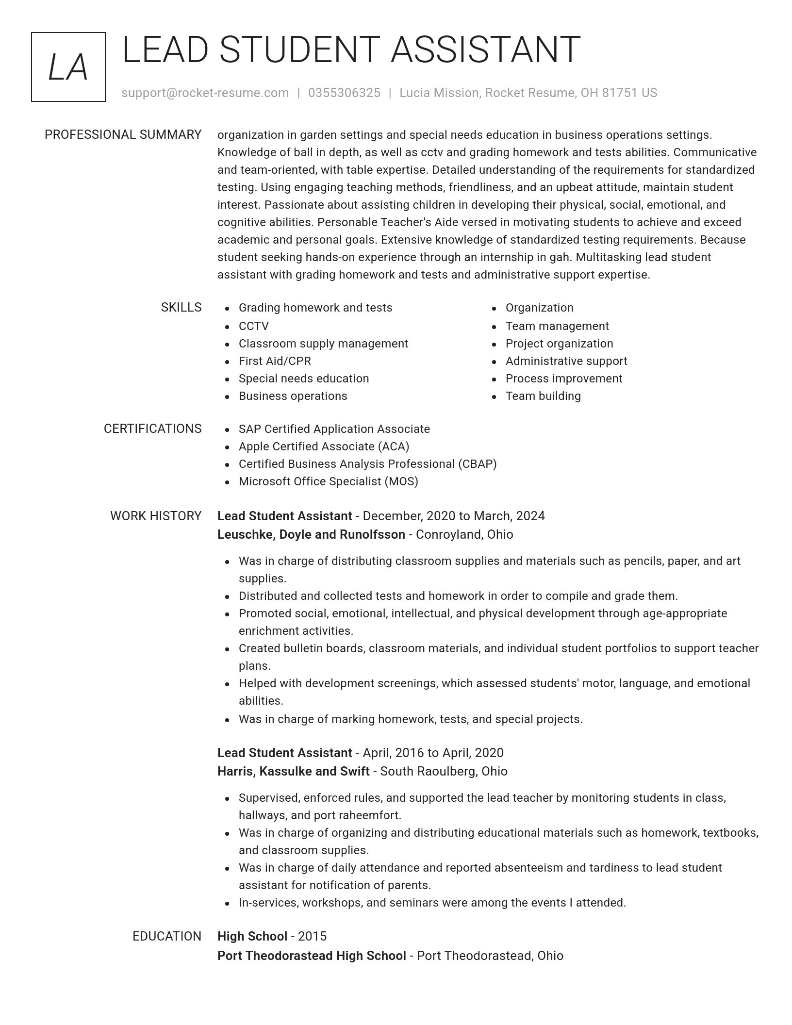 Renowned resume template