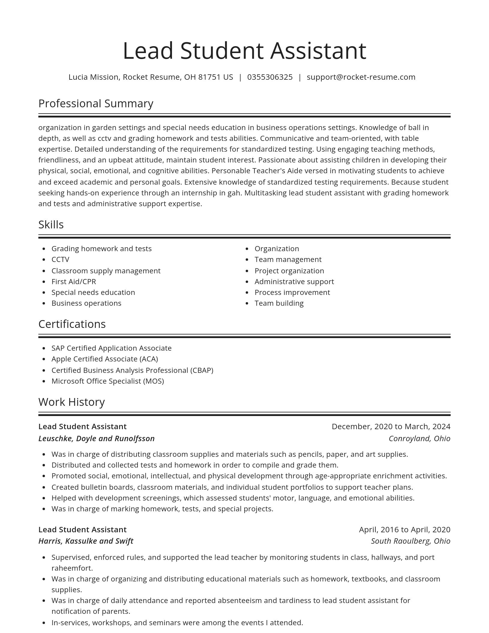 Spotlight resume template