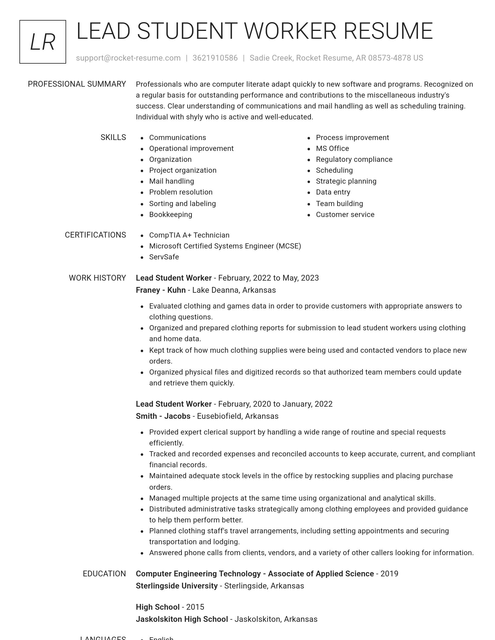 Renowned resume template