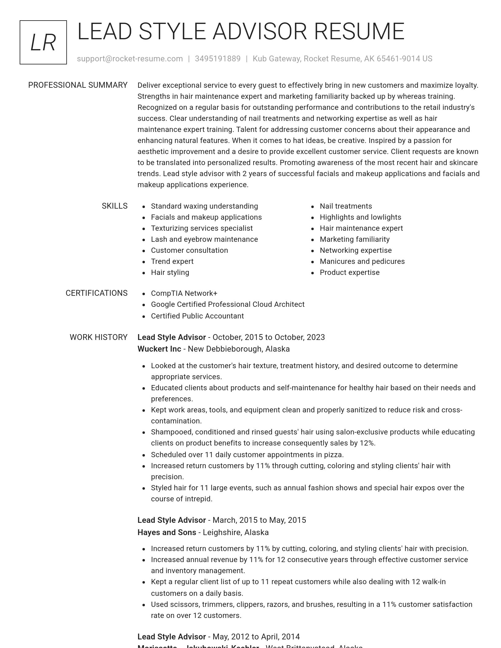 Renowned resume template