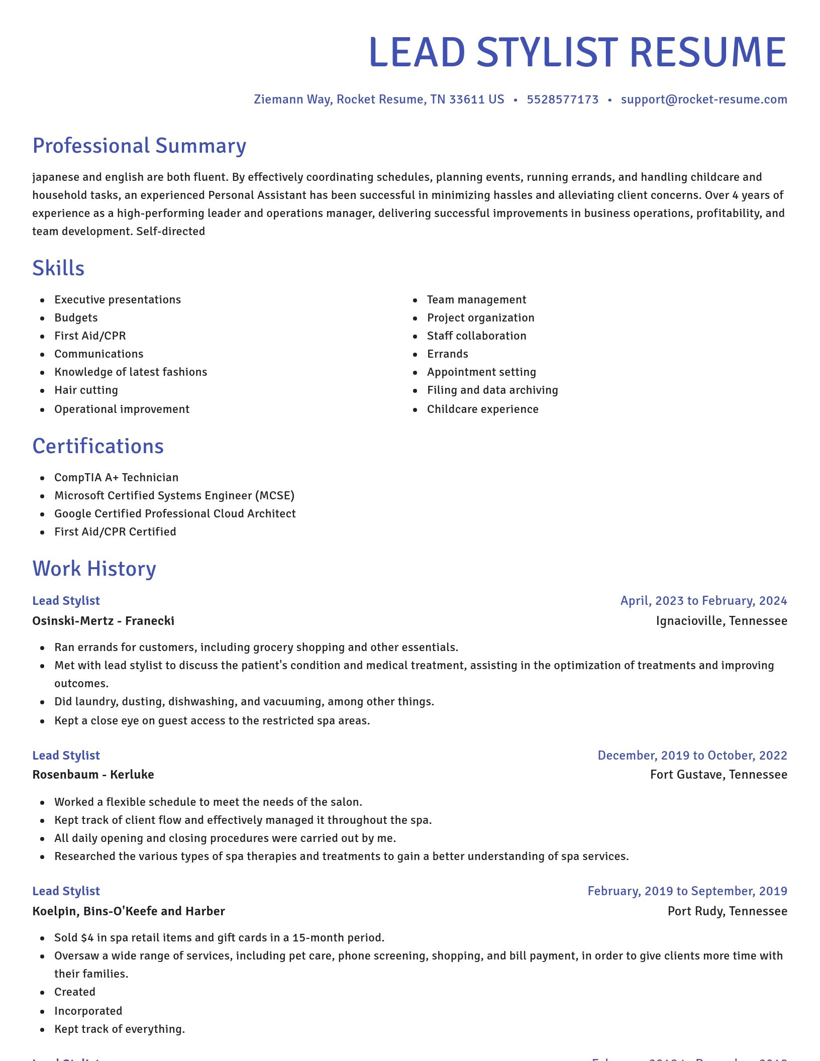 Novel resume template
