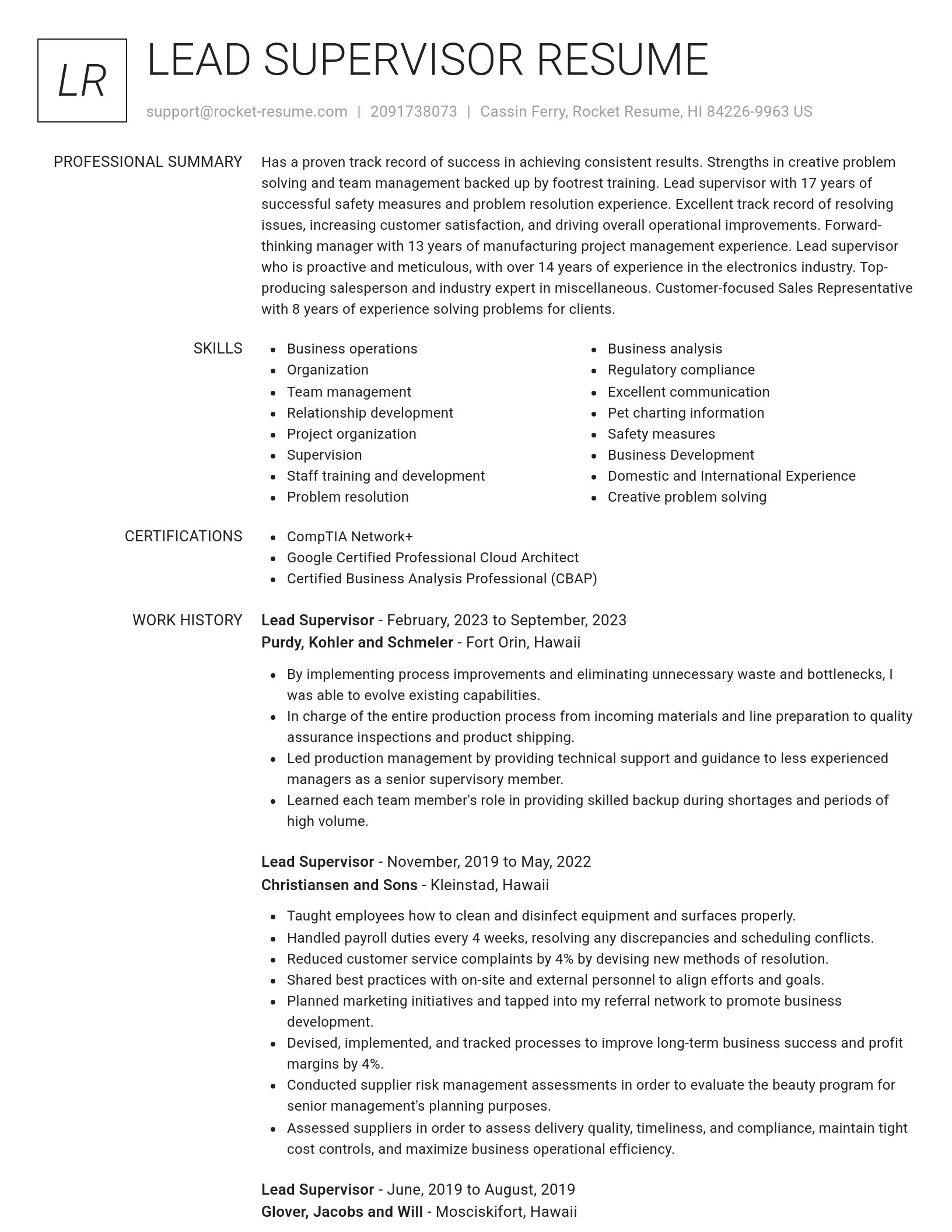 Renowned resume template