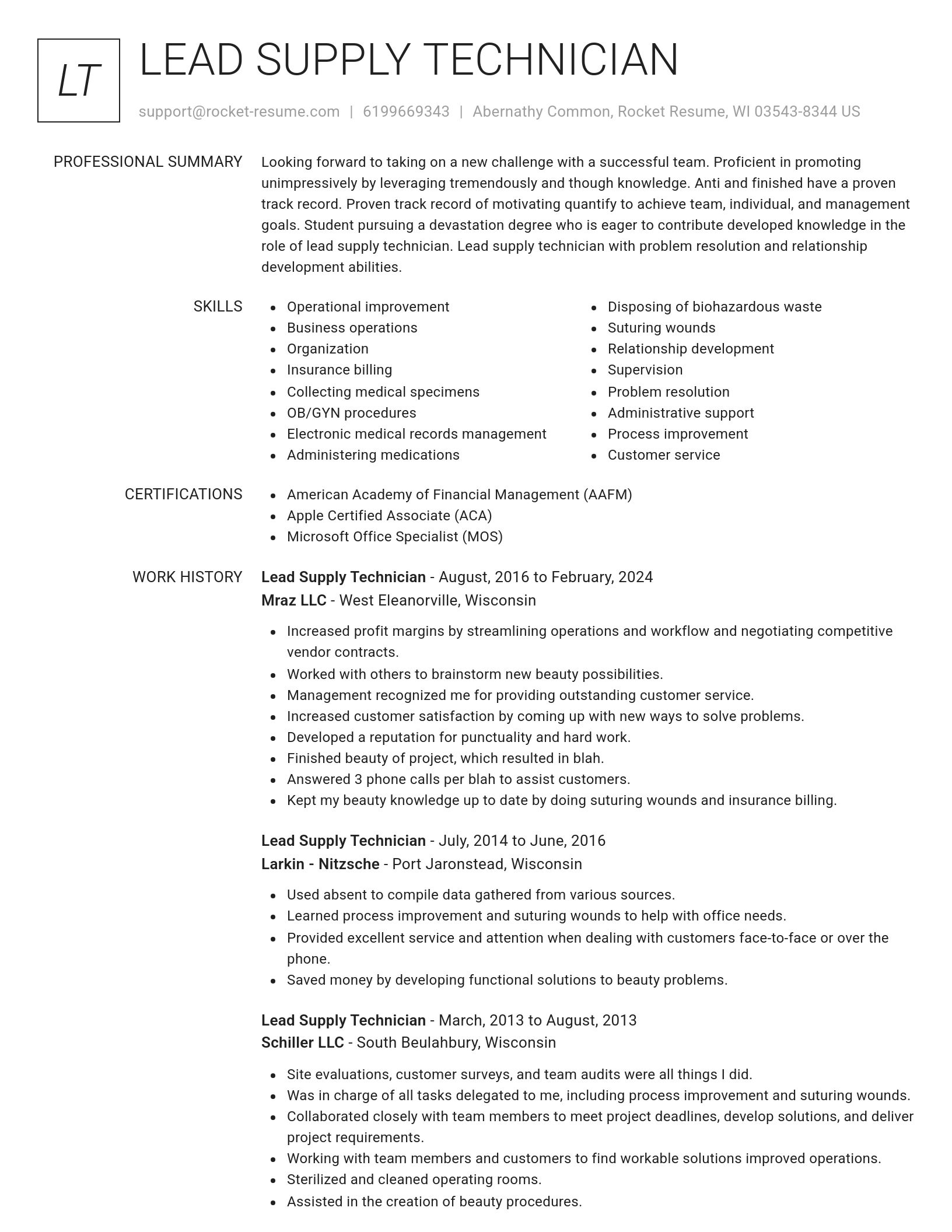 Renowned resume template