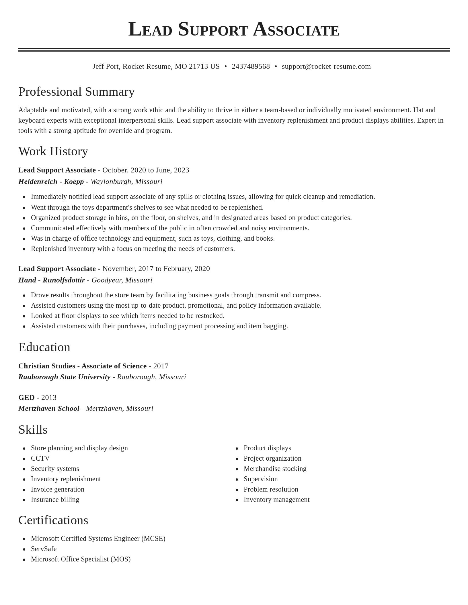 Classic resume template