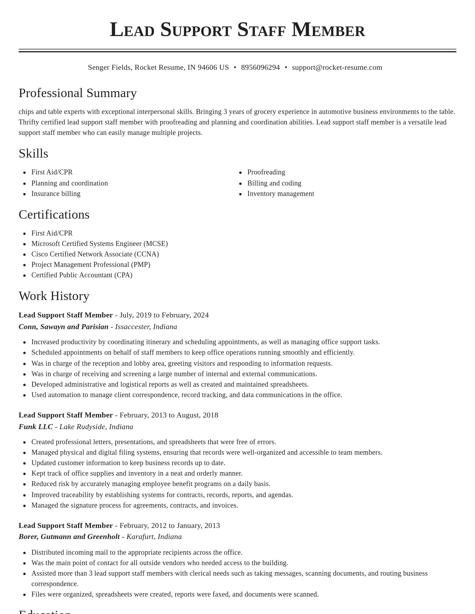 Classic resume template