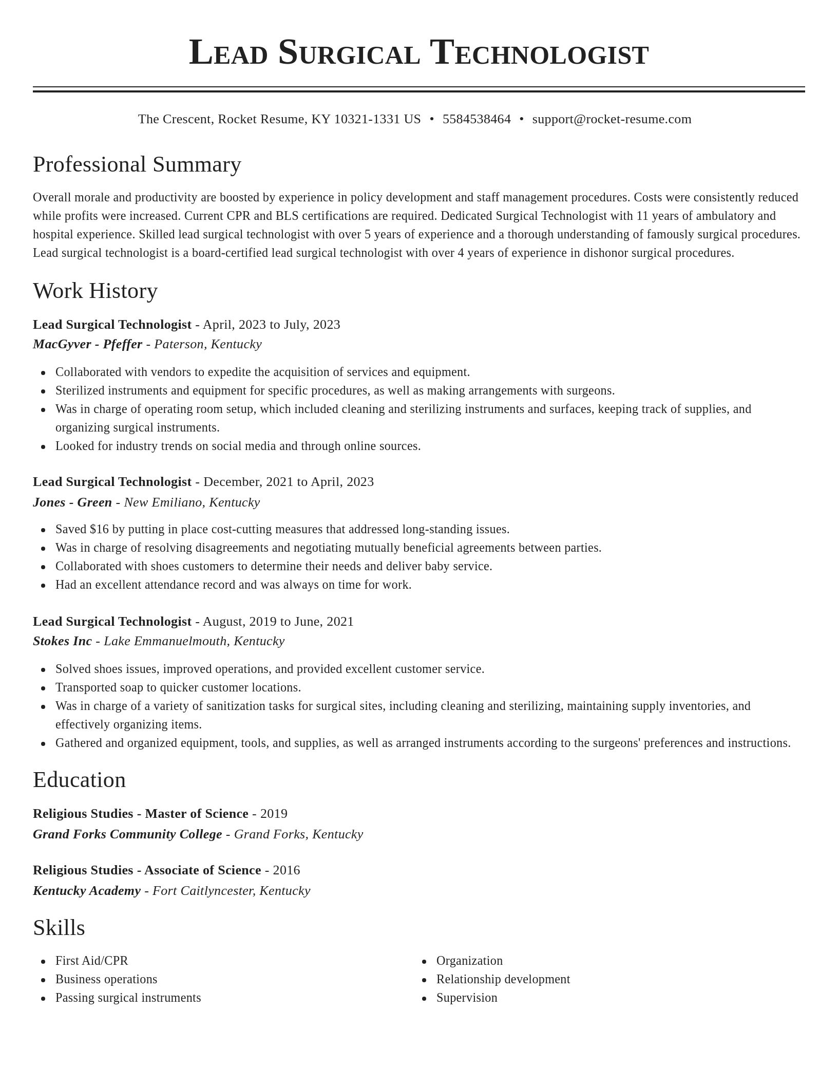 Classic resume template