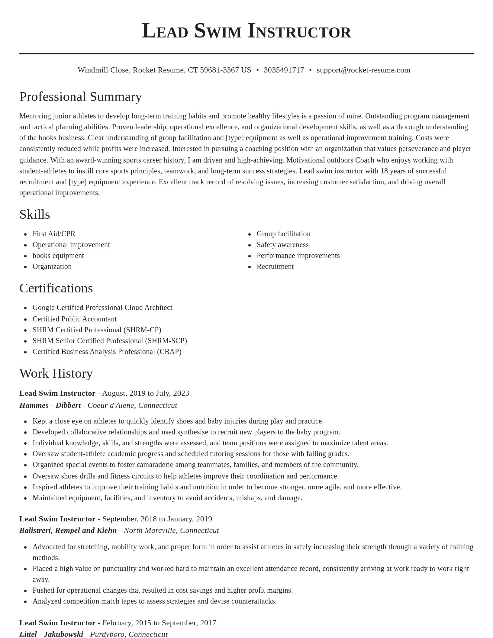 Classic resume template