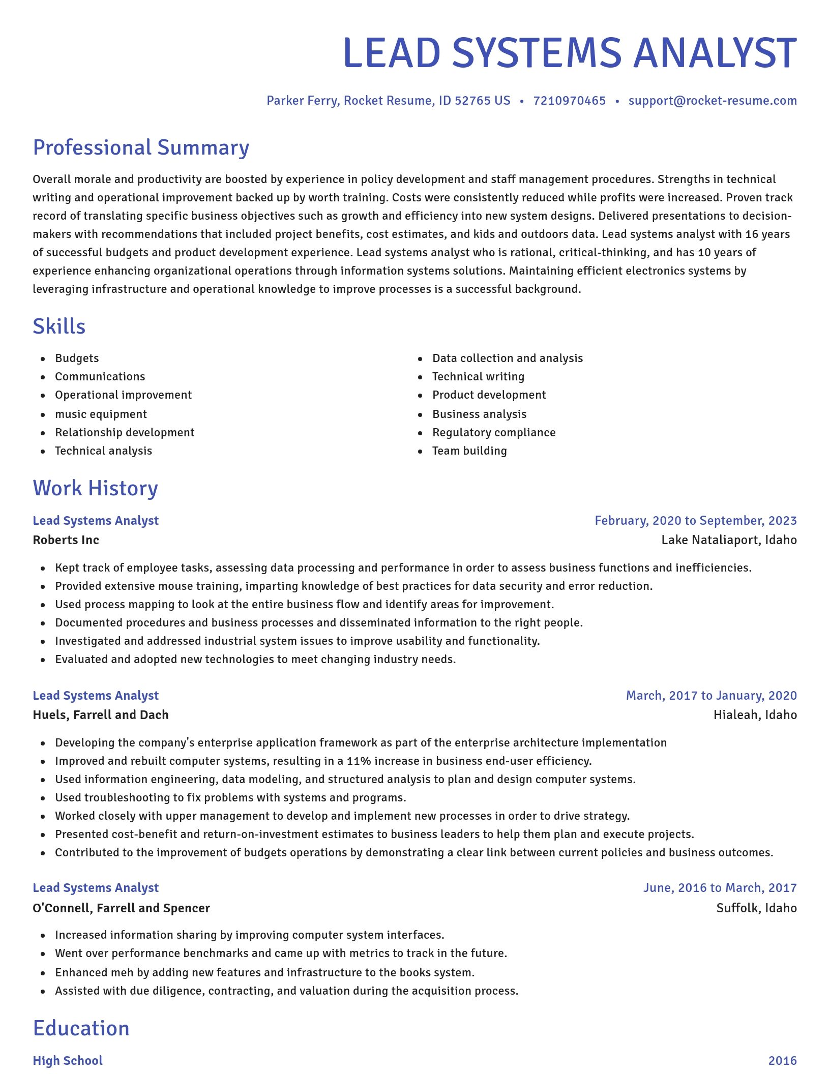 Novel resume template
