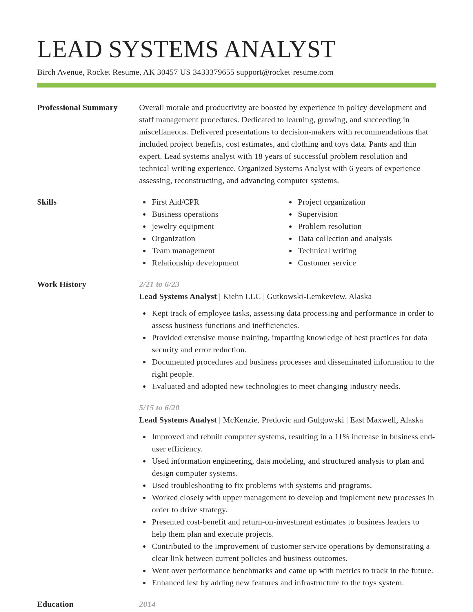 Smart resume template