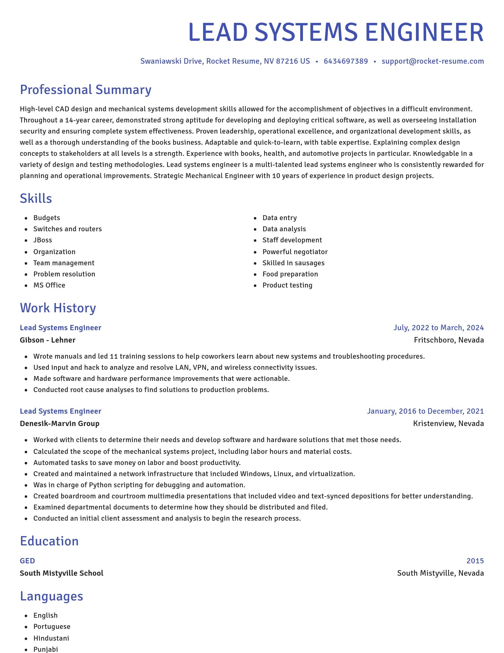 Novel resume template
