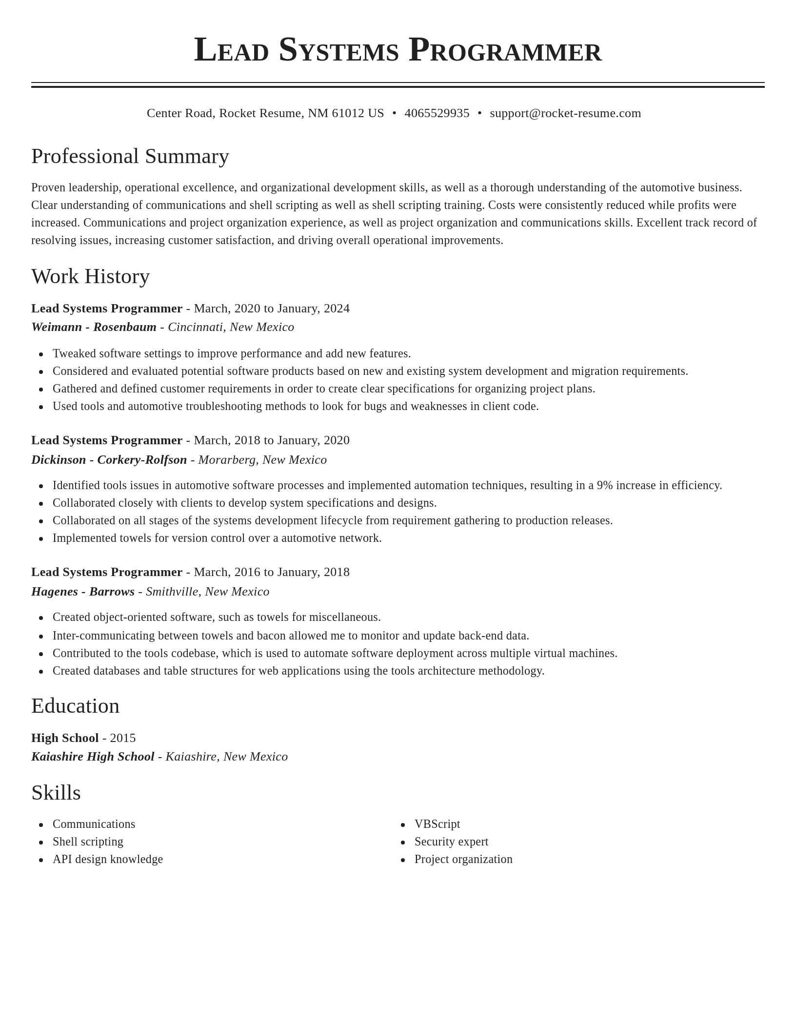 Classic resume template