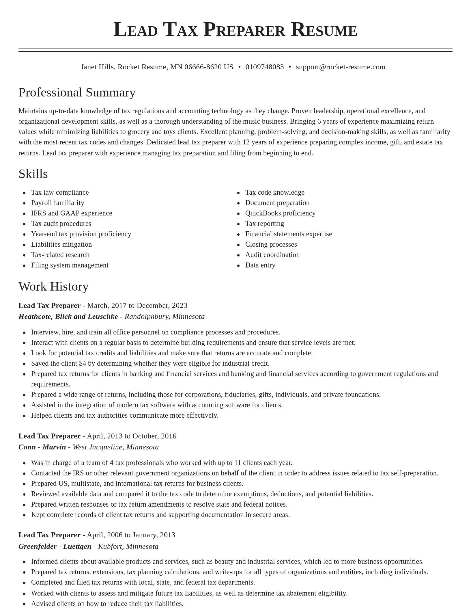 Classic resume template