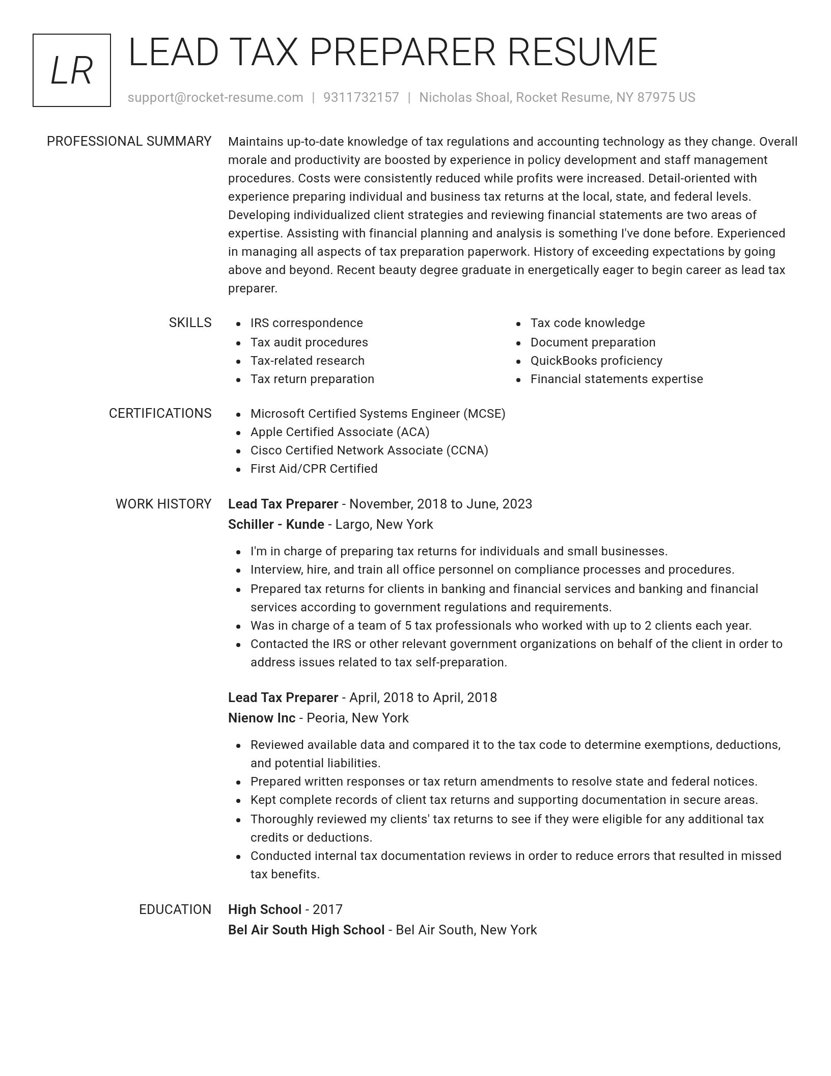 Renowned resume template