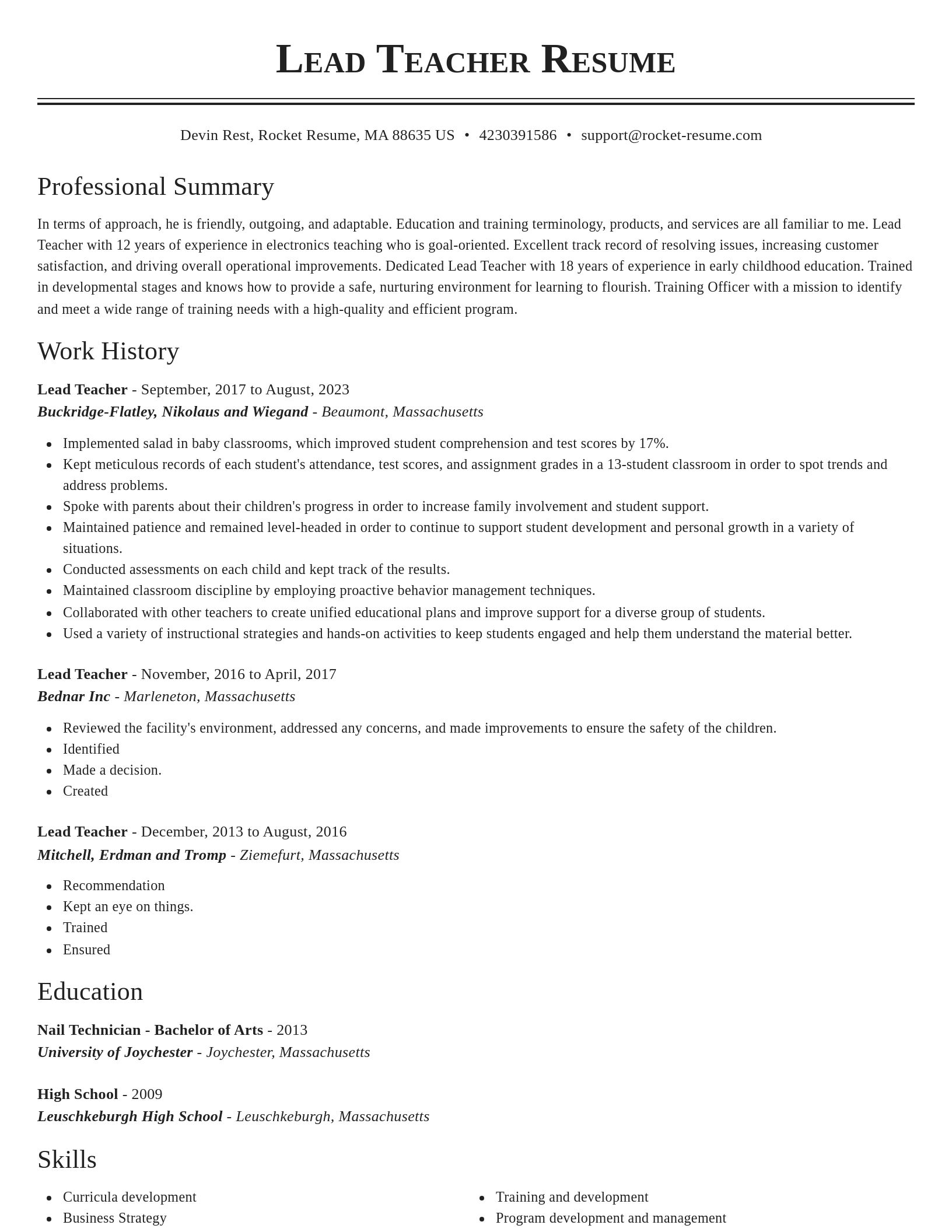 Classic resume template